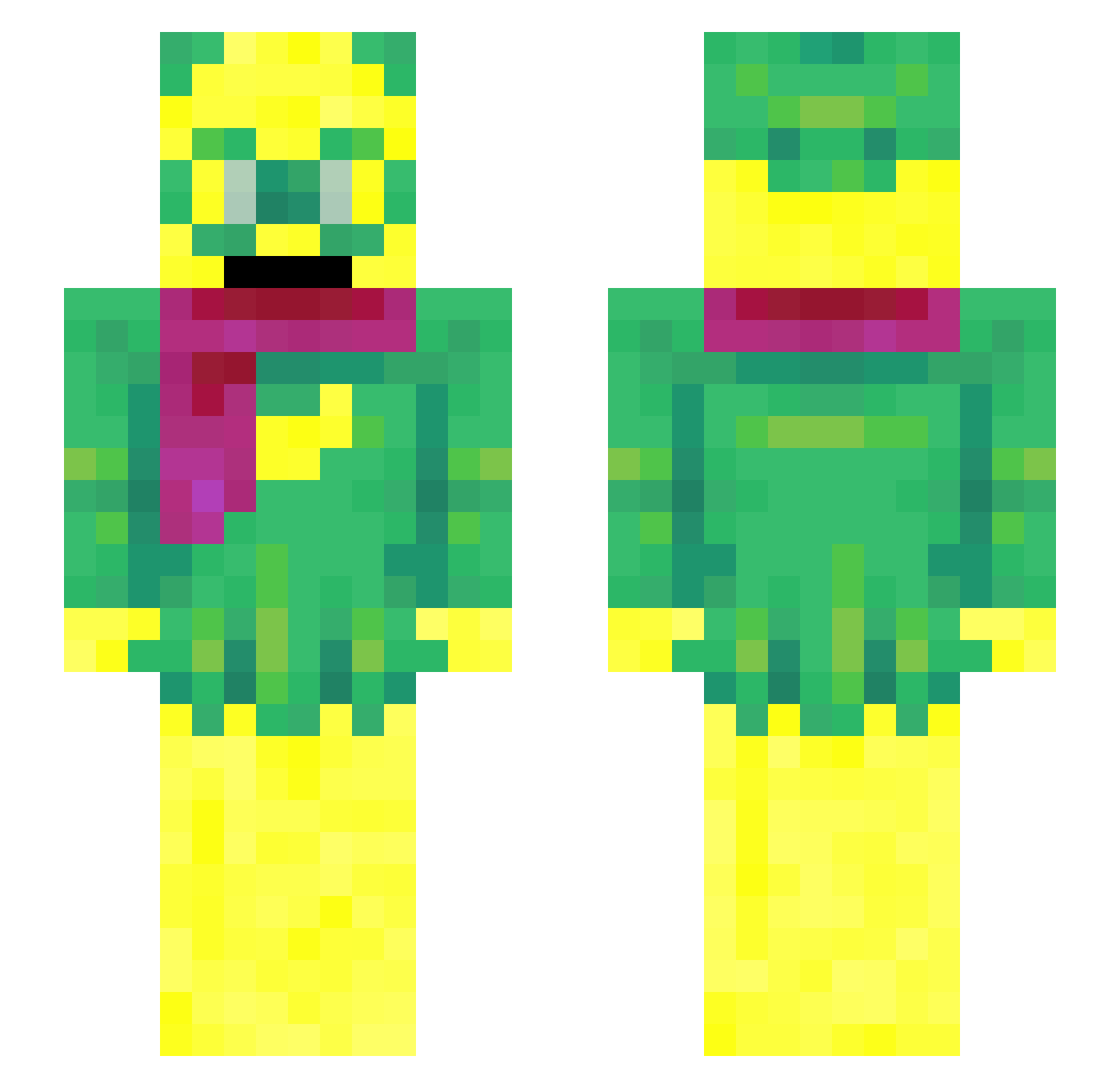 Mastinction Minecraft skin, front and back view