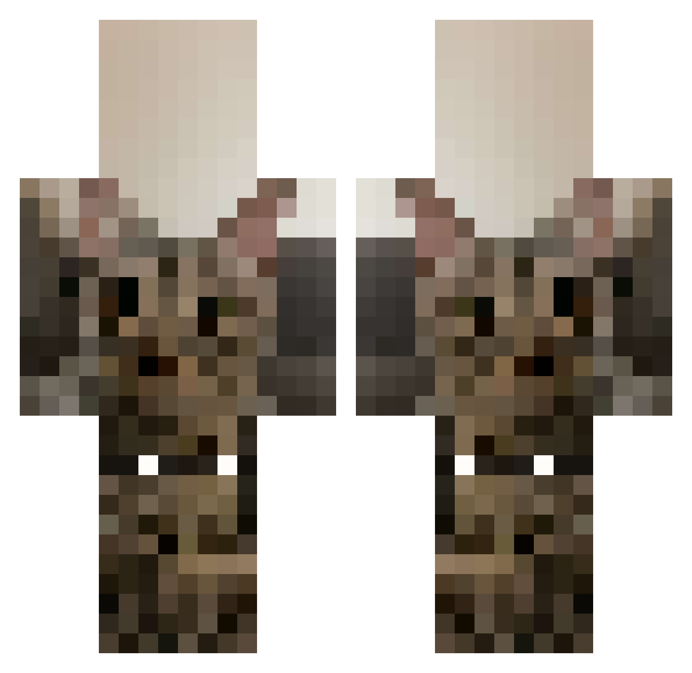 AlphieCookeh Minecraft skin, front and back view