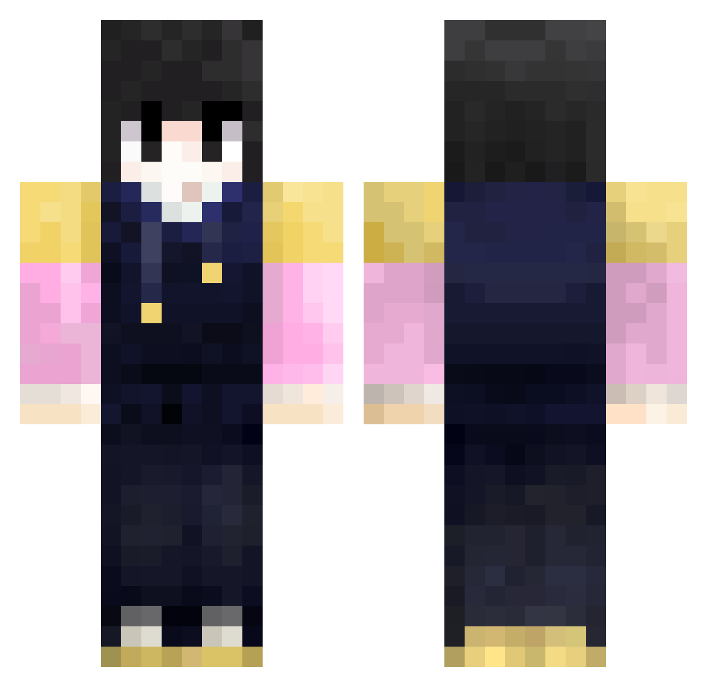 Aka_Yanma Minecraft skin, front and back view
