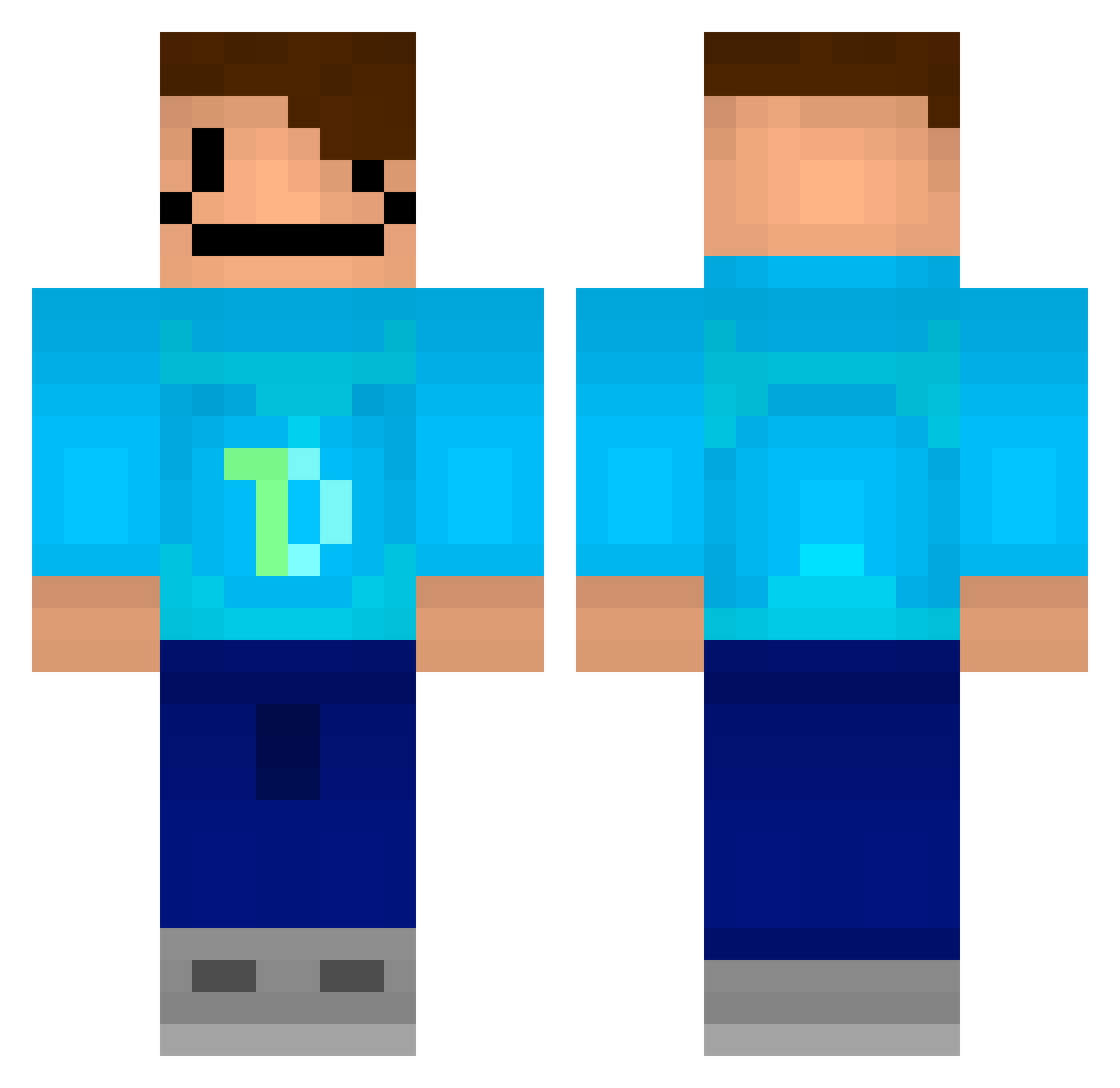 Tezt_Dummi Minecraft skin, front and back view