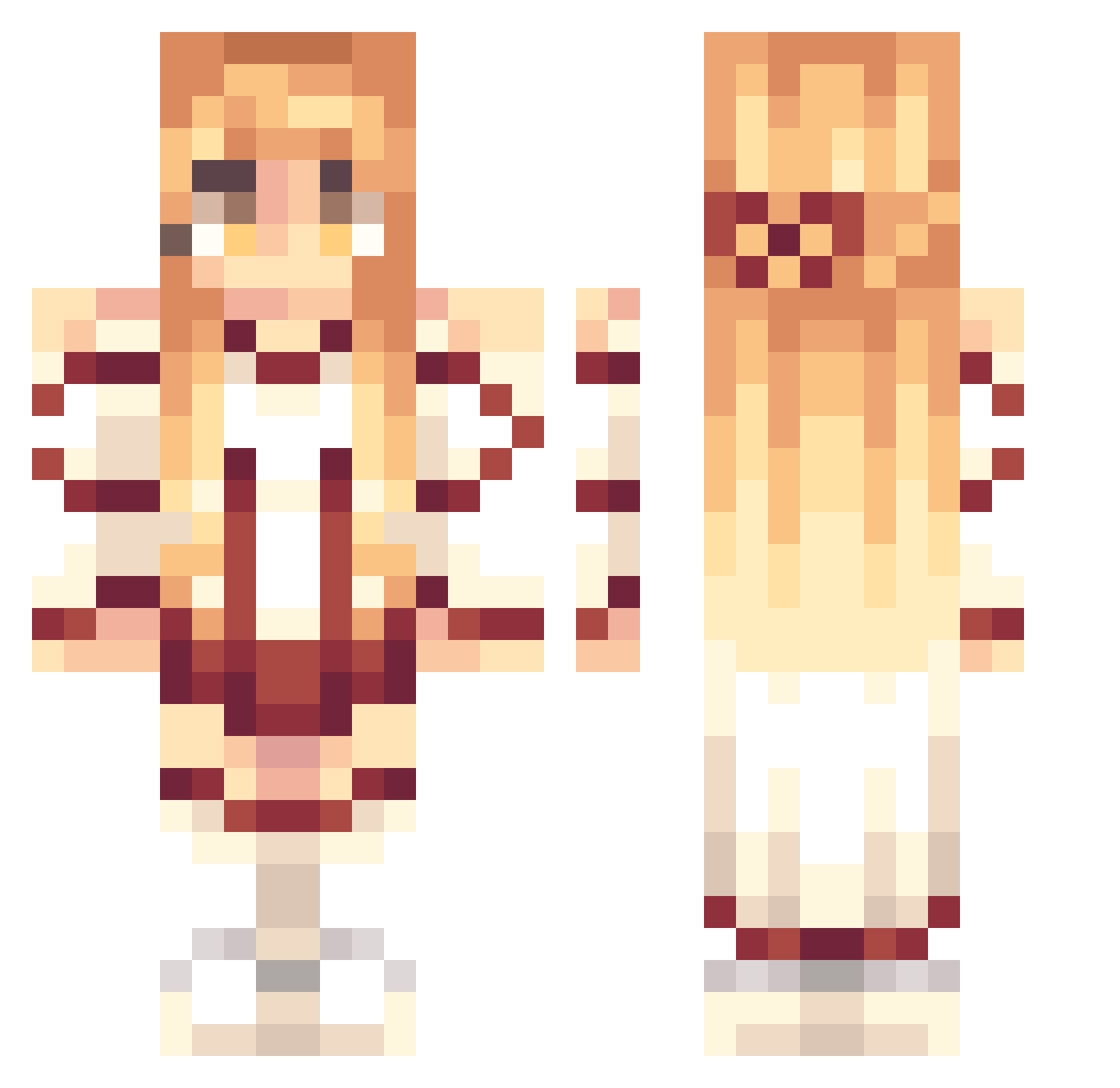 Sisyrinchium Minecraft skin, front and back view