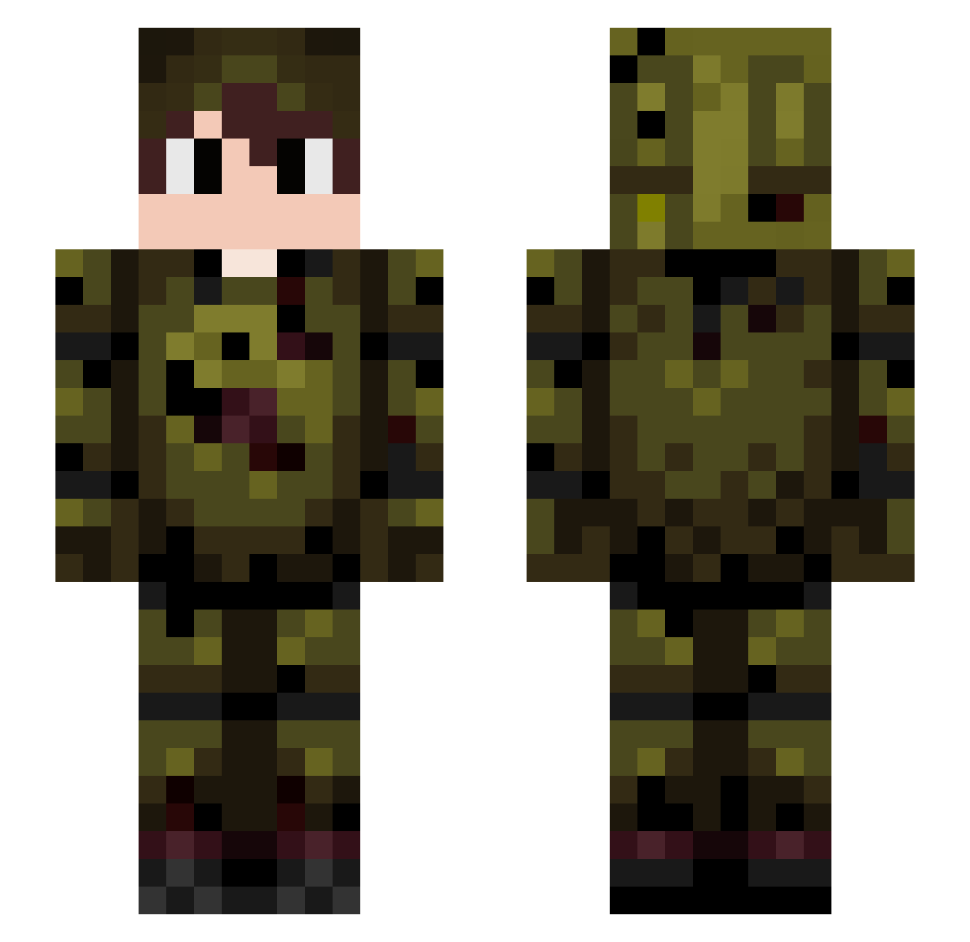 StachooMW Minecraft skin, front and back view