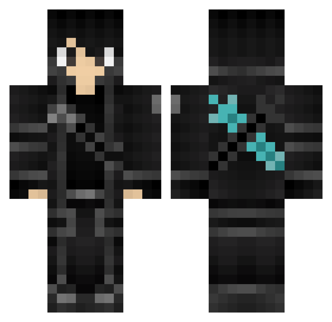 Indetermination Minecraft skin, front and back view