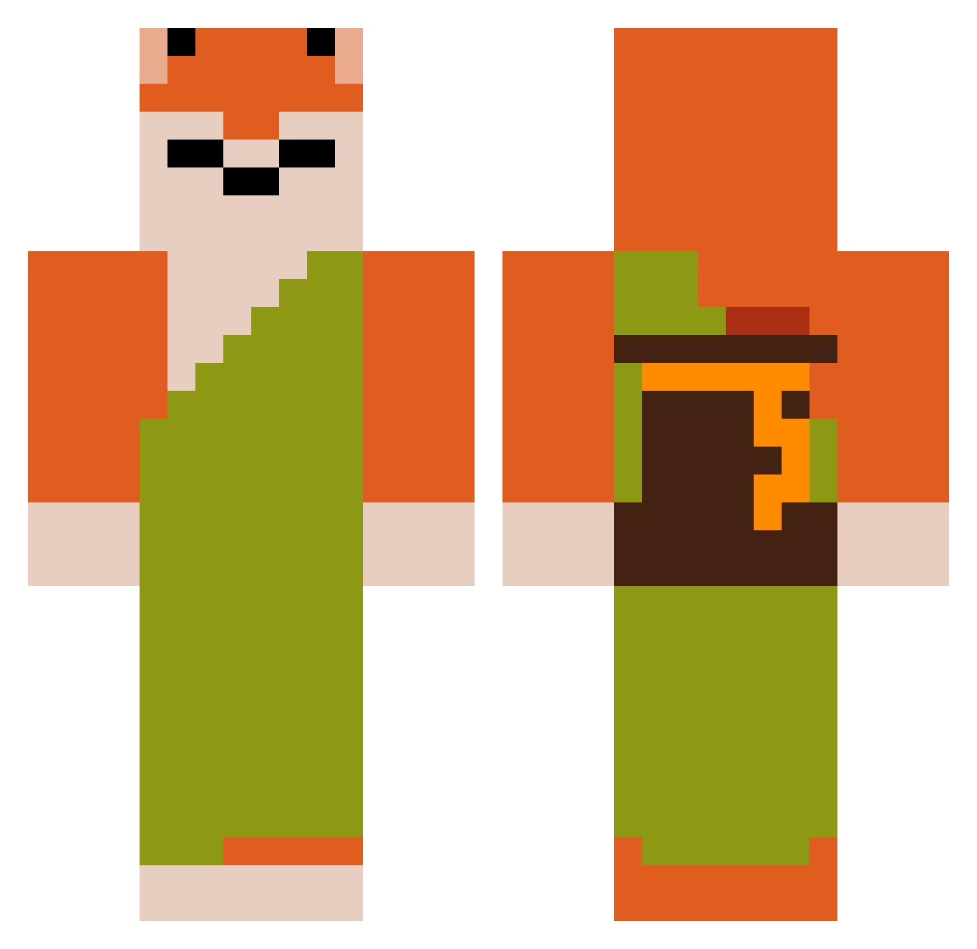 EchoVEVO Minecraft skin, front and back view
