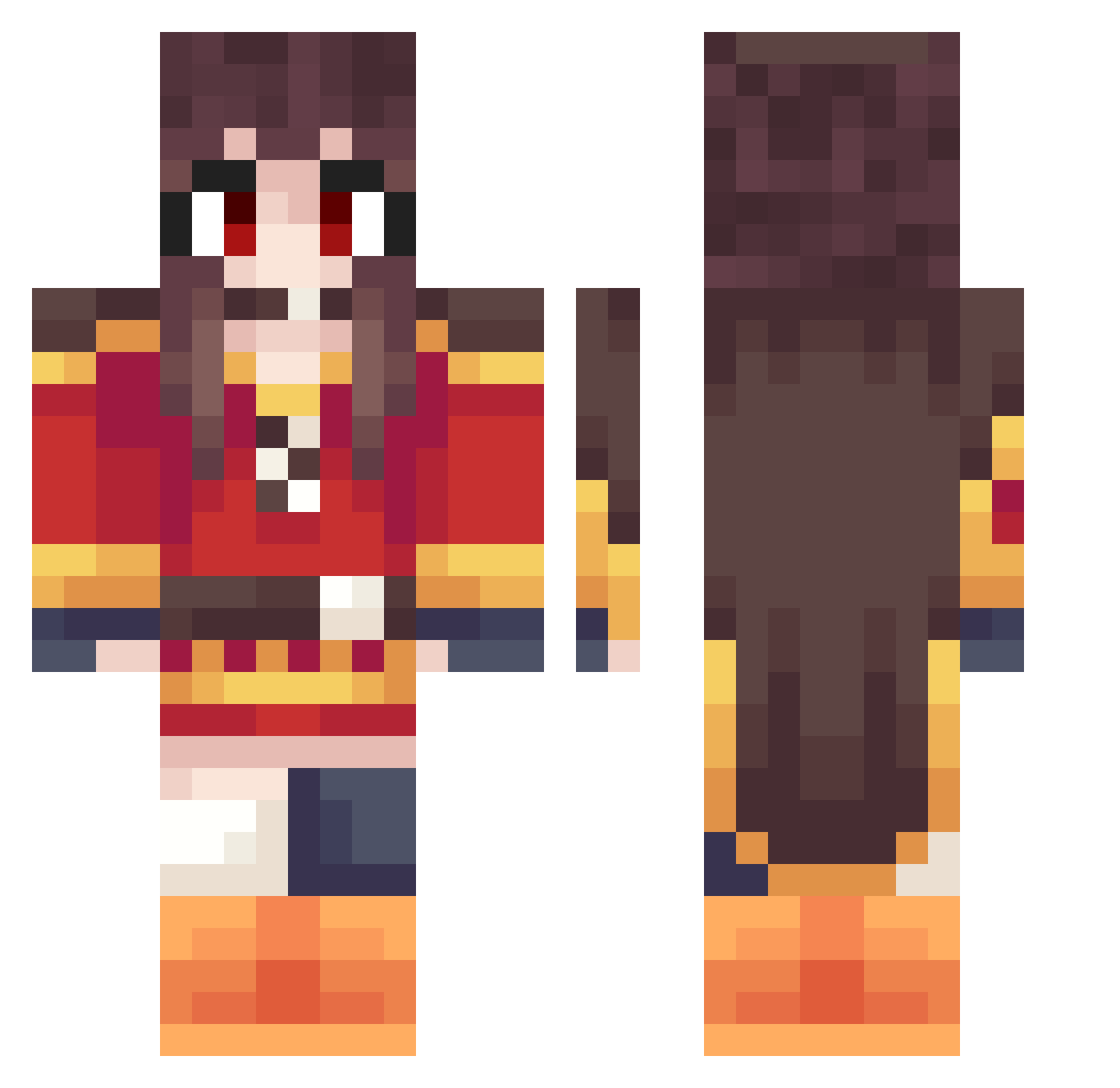 Divine_Chomusuke Minecraft skin, front and back view
