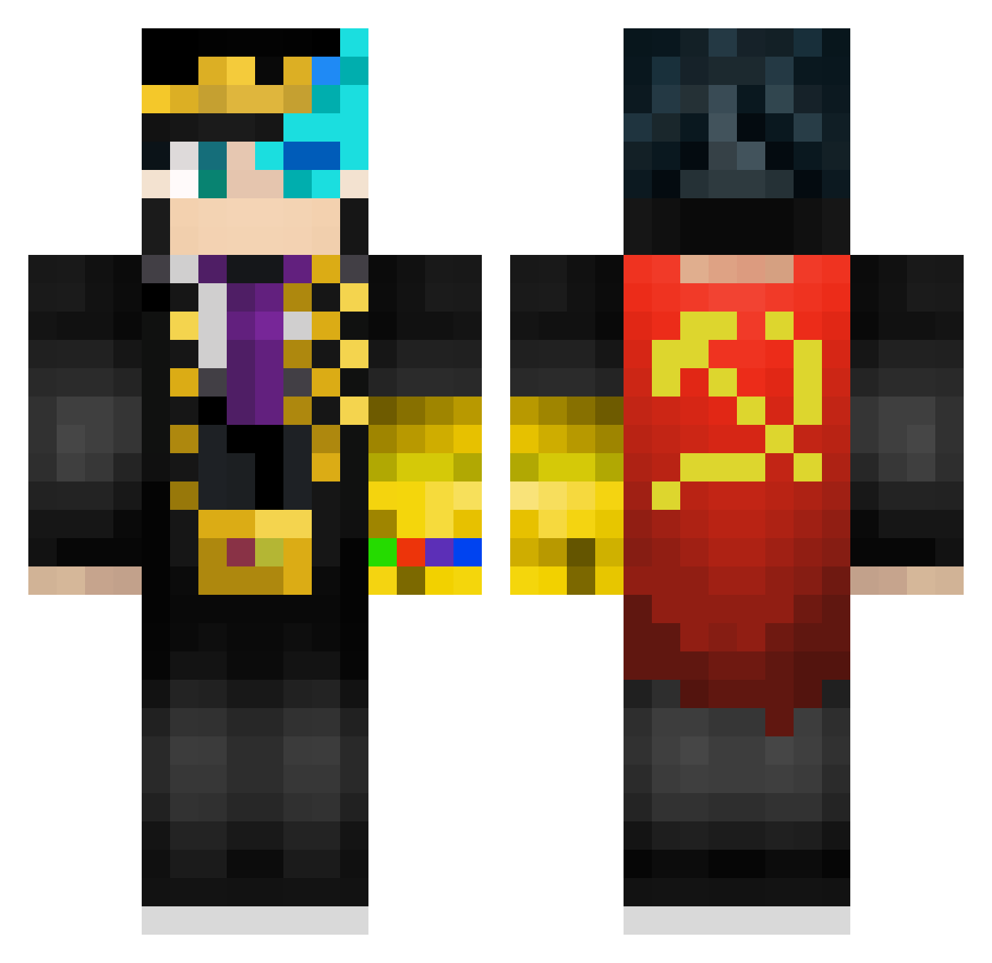 Zanky1 Minecraft skin, front and back view