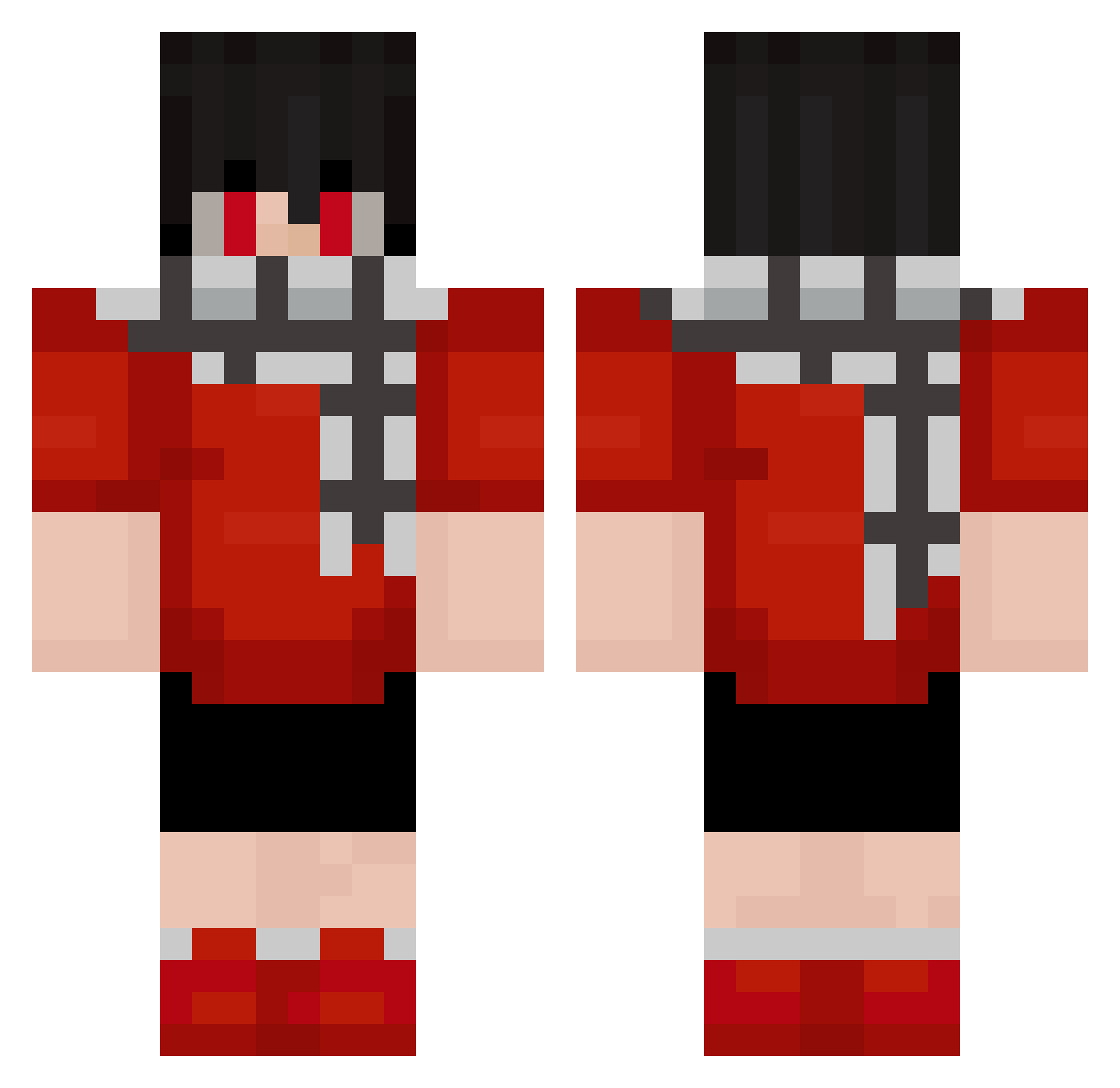 Personalize Minecraft skin, front and back view