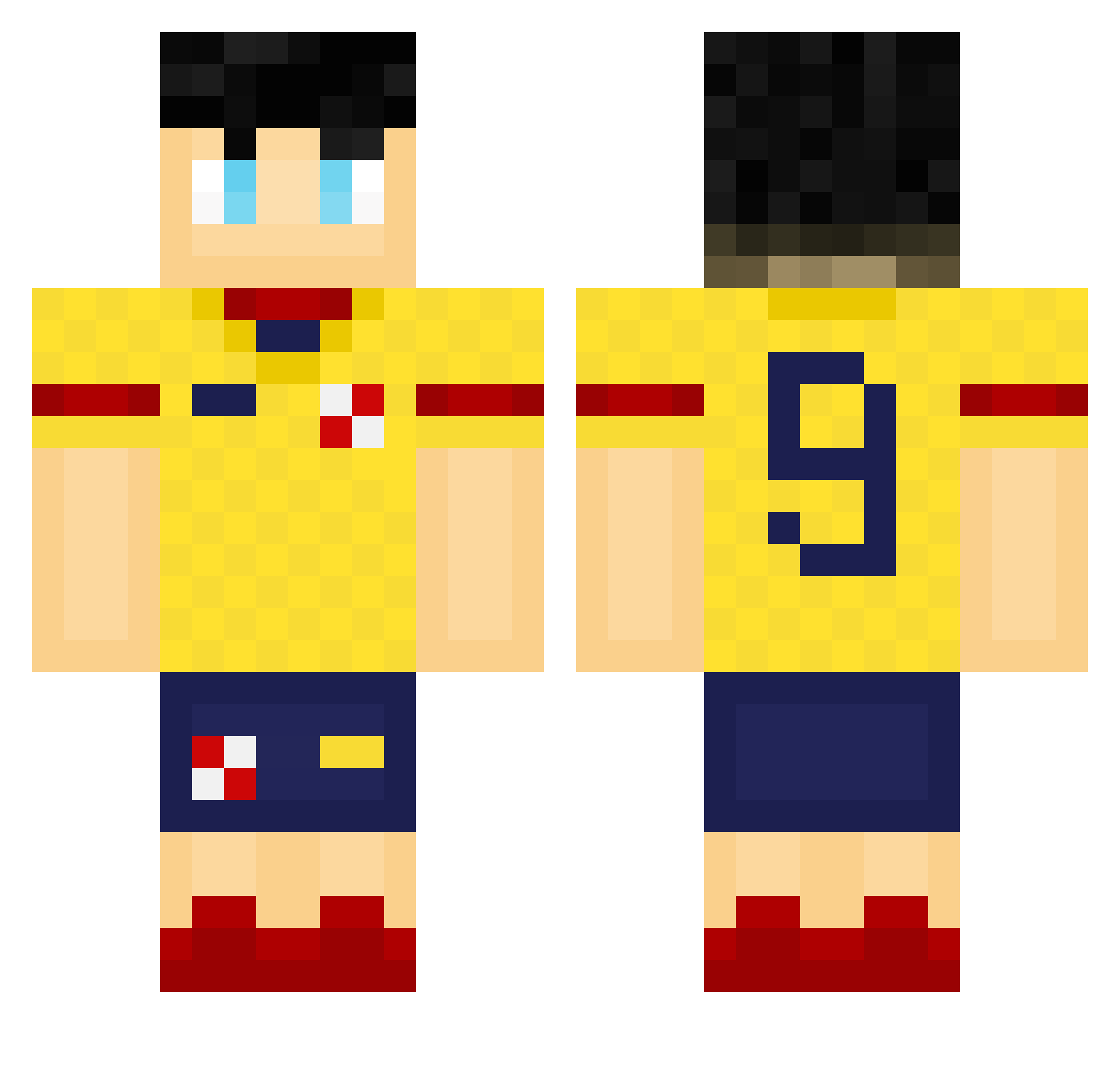 Sebaxxx Minecraft skin, front and back view