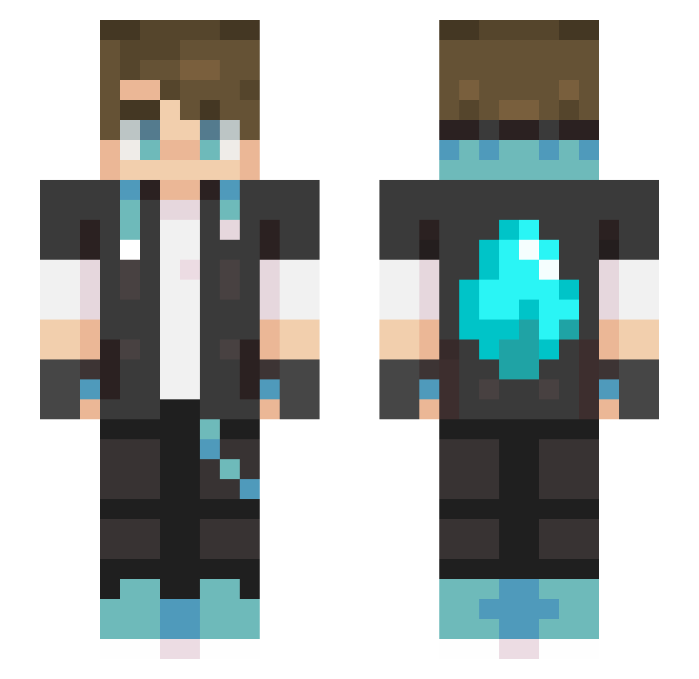 Moderns Minecraft skin, front and back view