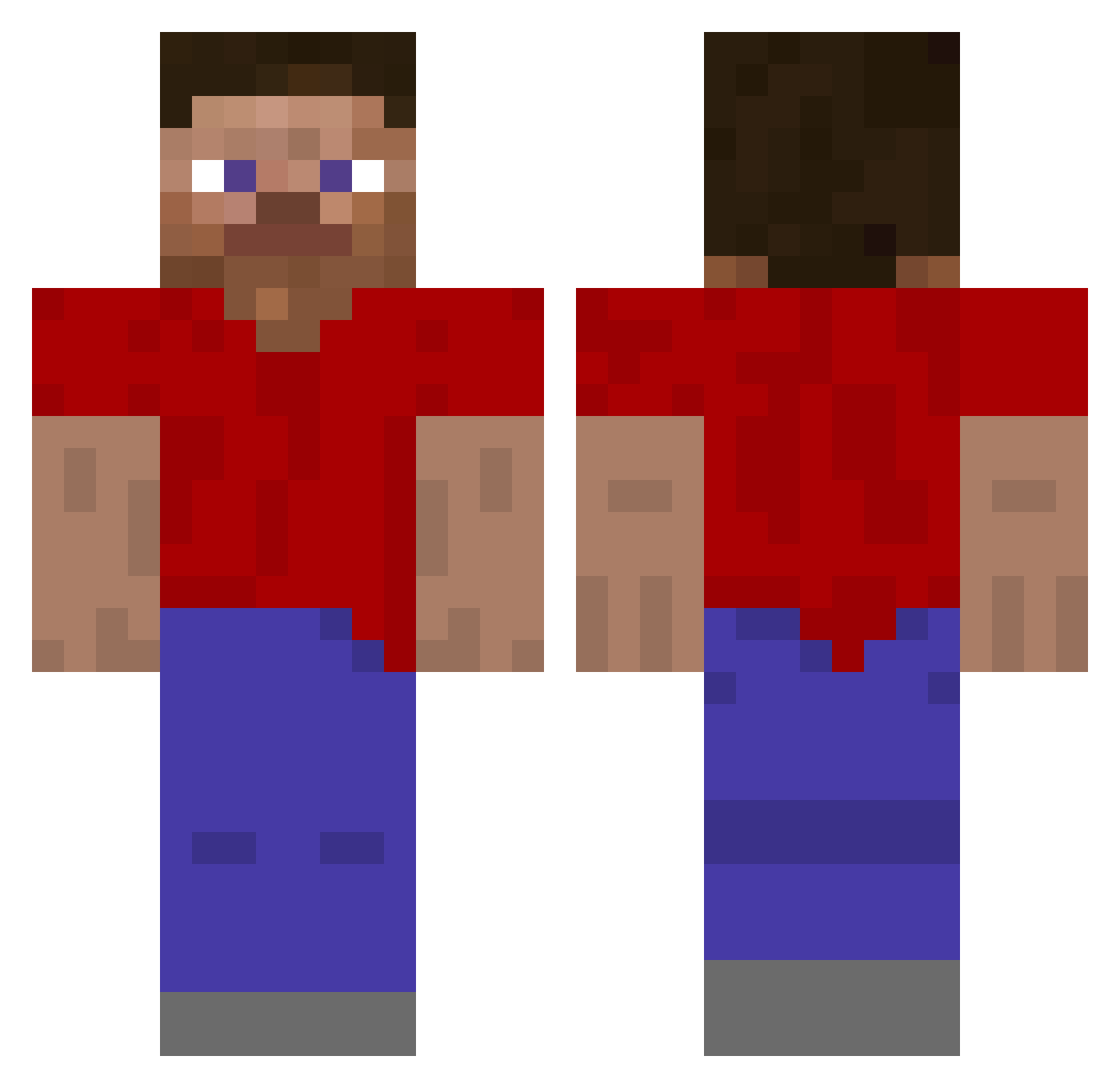 LordBroly Minecraft skin, front and back view