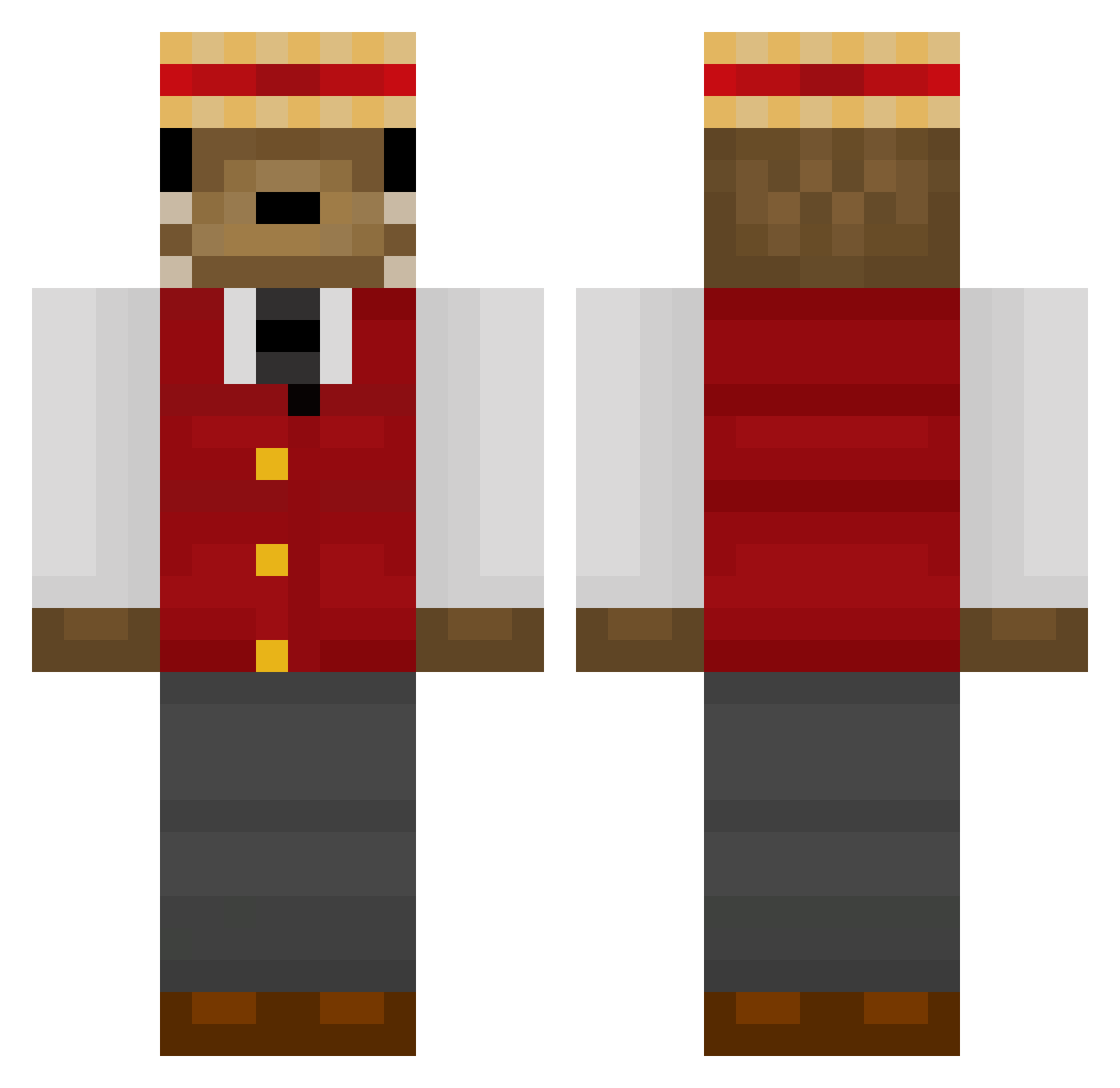 ZueBue Minecraft skin, front and back view