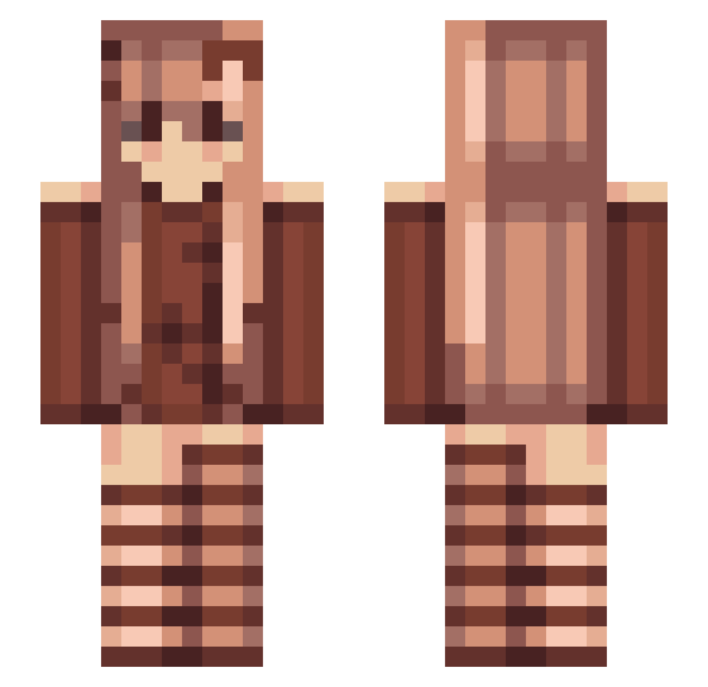 bedrona Minecraft skin, front and back view