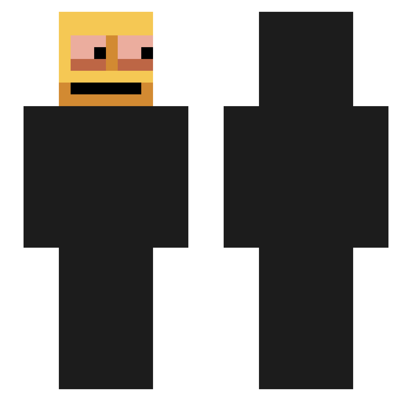 uncompared Minecraft skin, front and back view