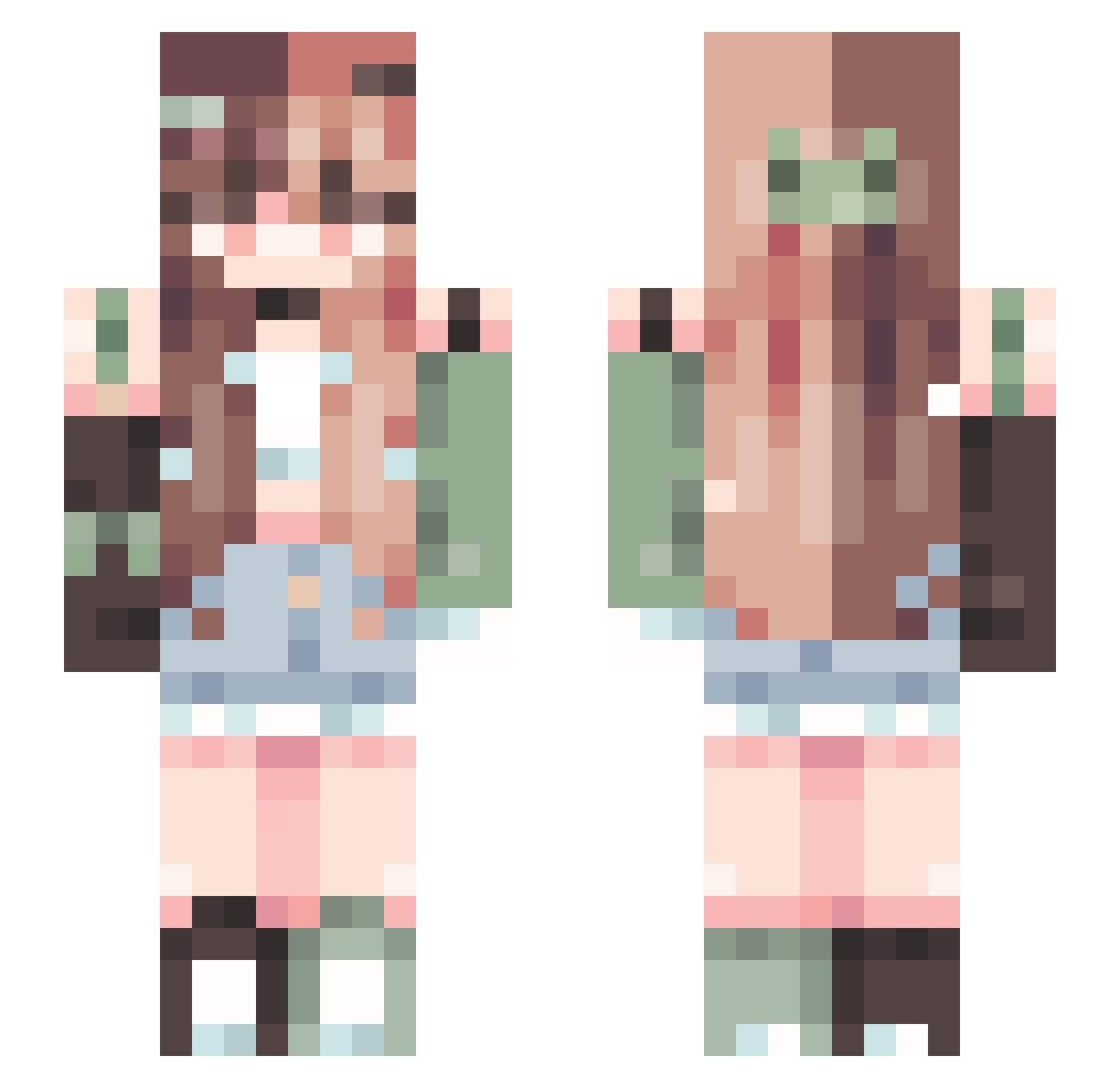 KodaTea Minecraft skin, front and back view