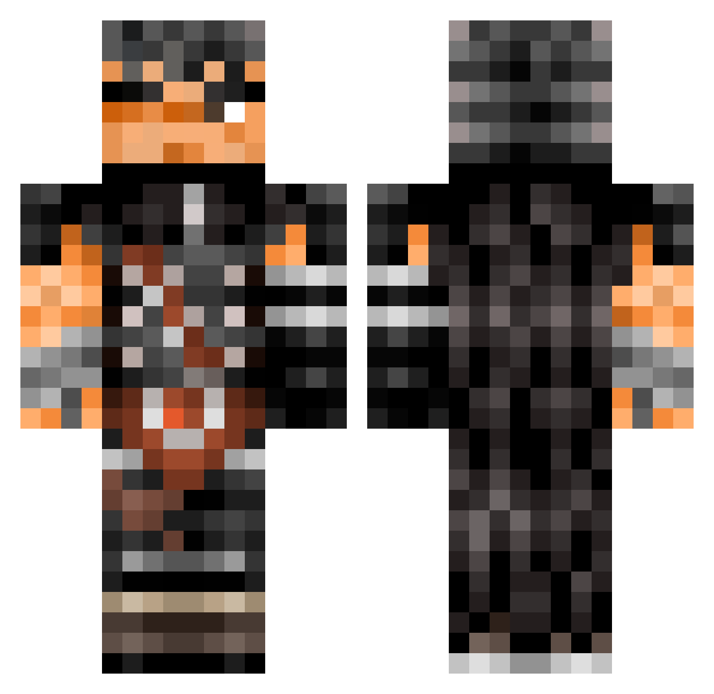 Akuma_ichi Minecraft skin, front and back view