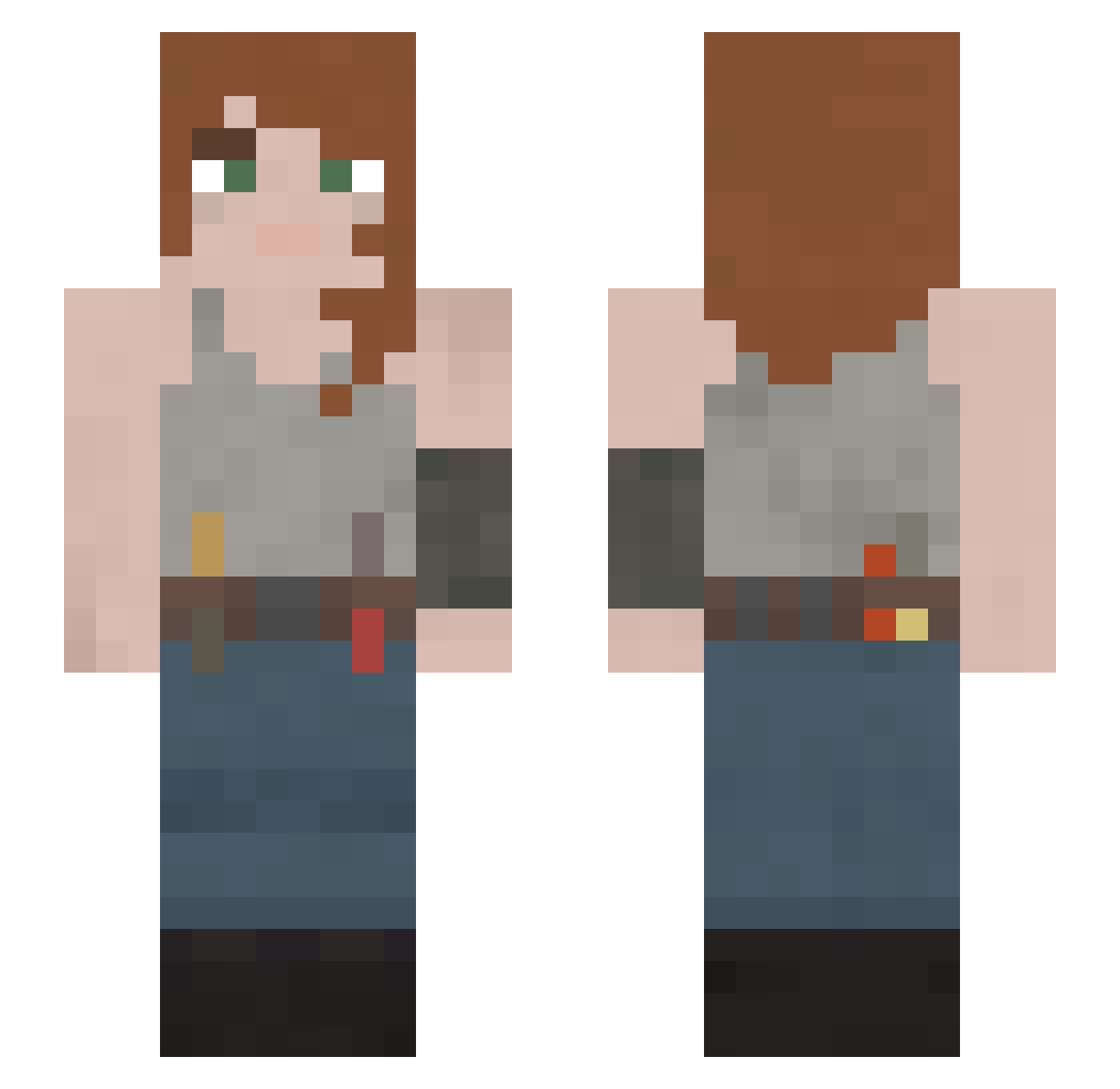 Terminalia Minecraft skin, front and back view