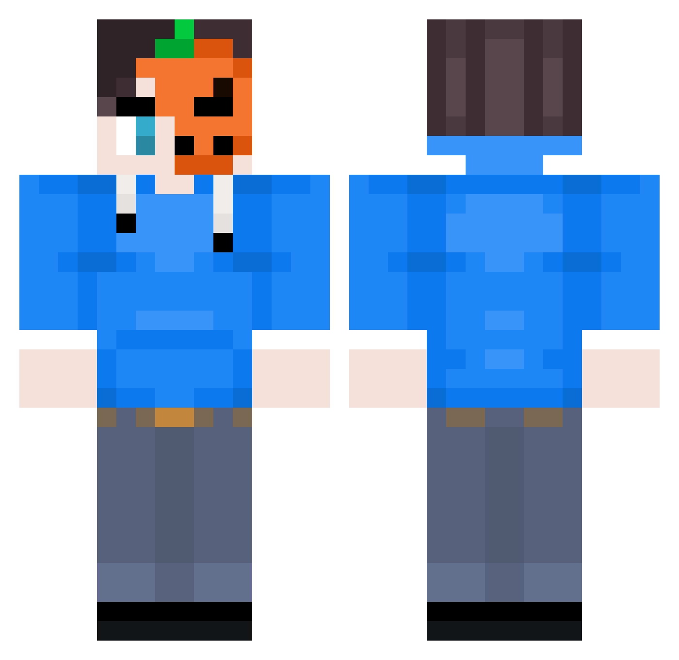 SteepZeus85 Minecraft skin, front and back view