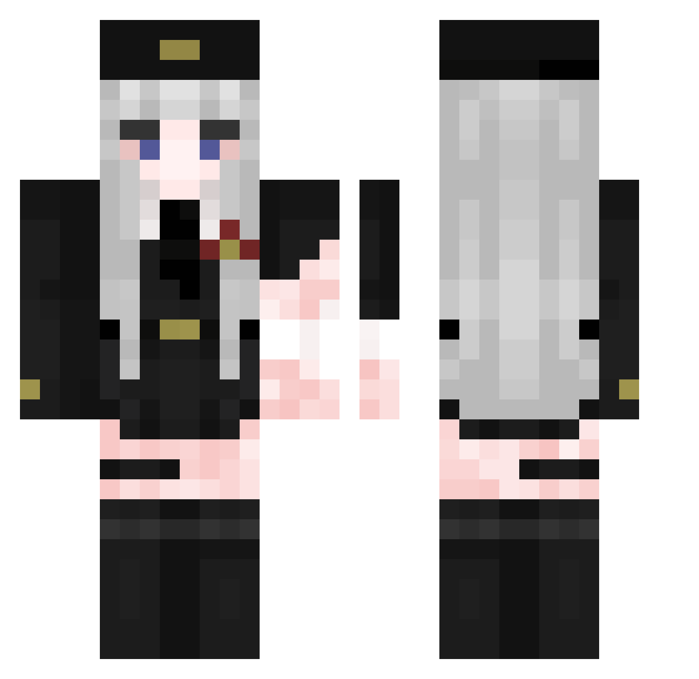 Captain_pjb Minecraft skin, front and back view