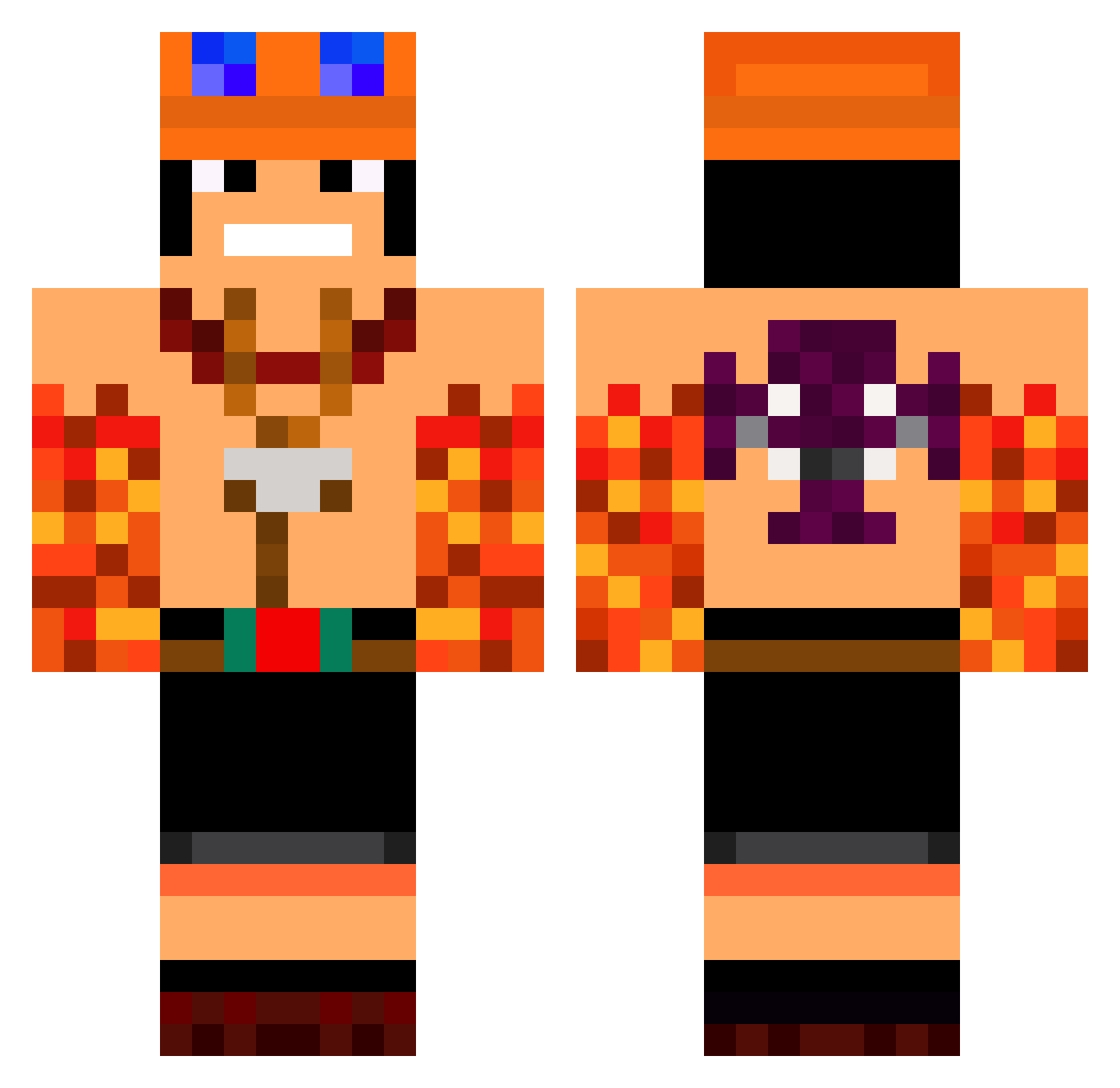 NecroNuke Minecraft skin, front and back view