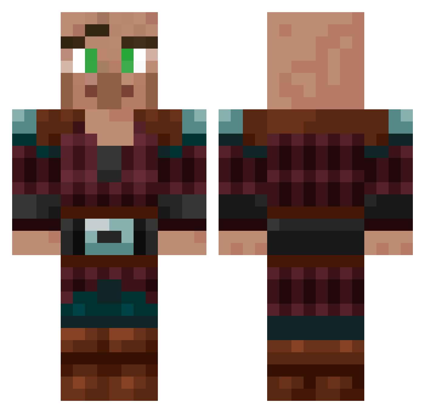 SiCkGFX Minecraft skin, front and back view