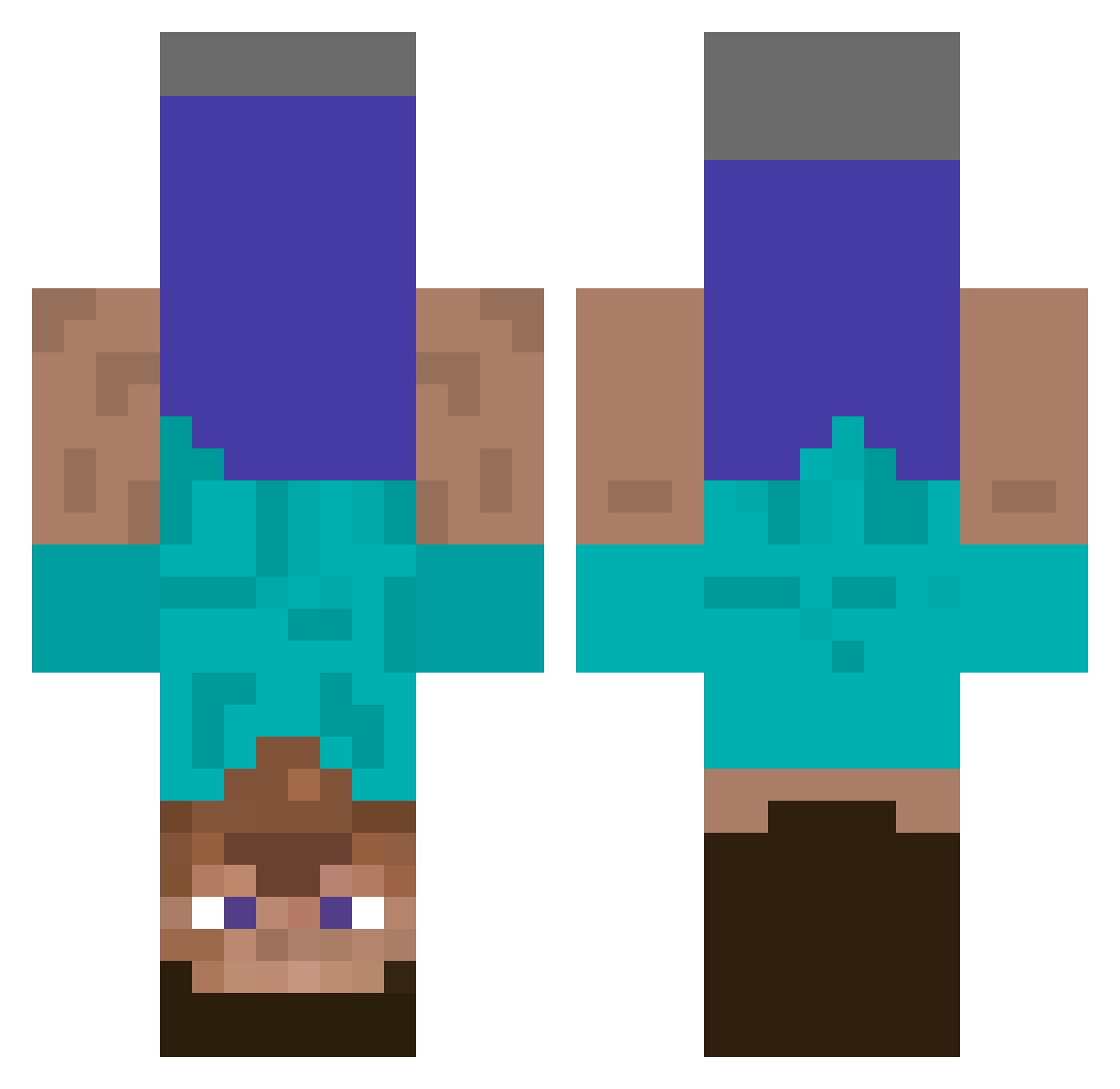 objboss Minecraft skin, front and back view