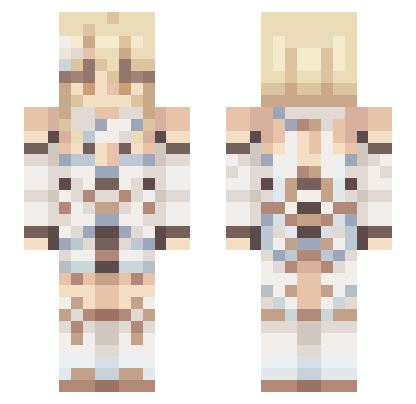 Loira Minecraft skin, front and back view