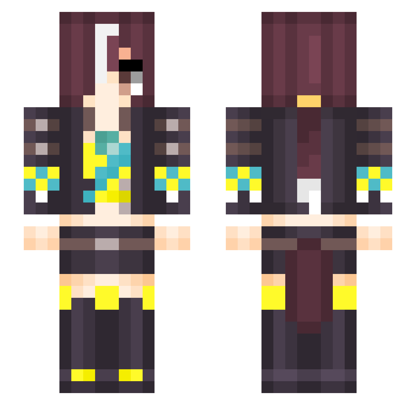 CUTLUSS Minecraft skin, front and back view