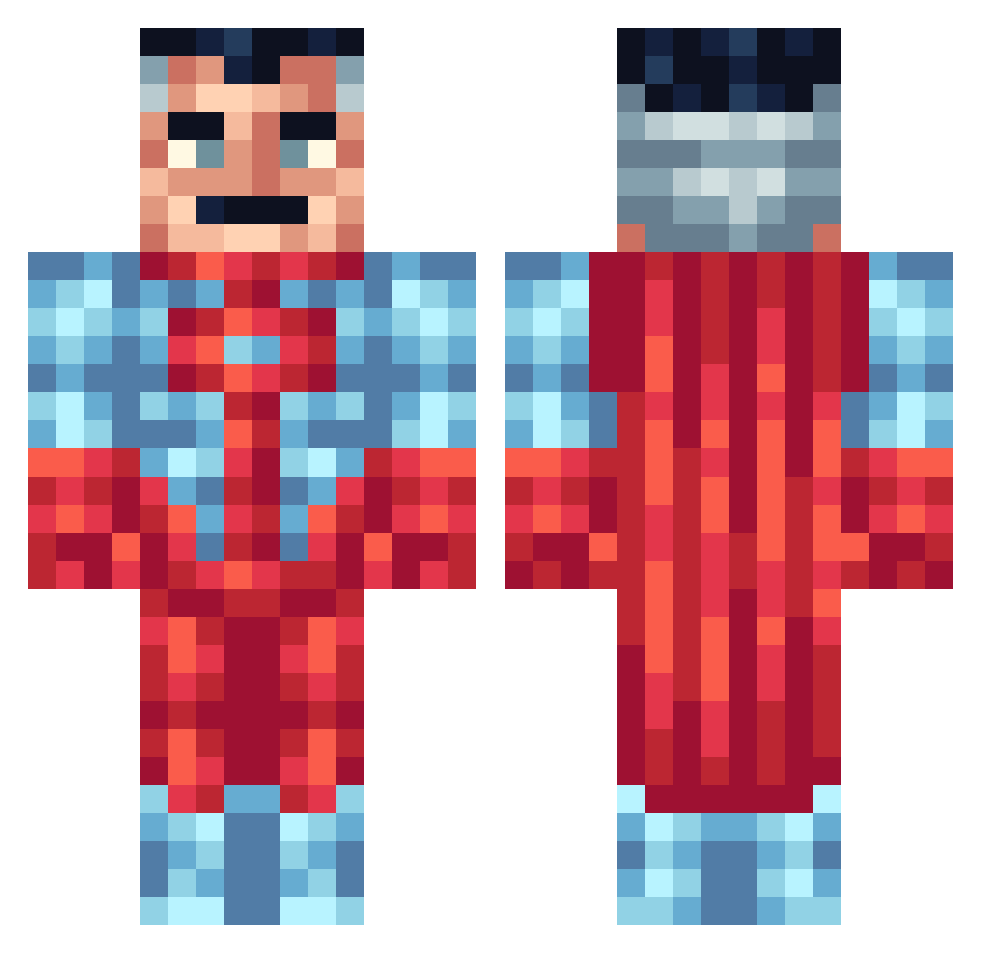 Duke212 Minecraft skin, front and back view