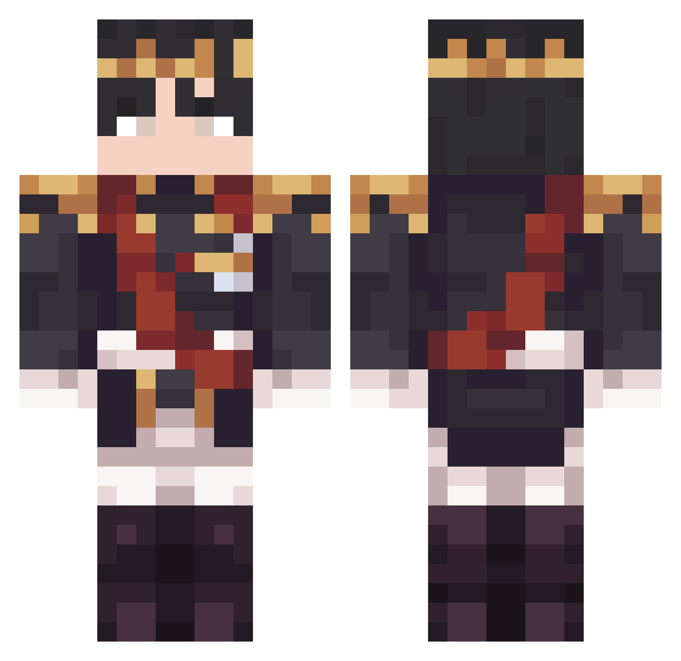TURK9 Minecraft skin, front and back view