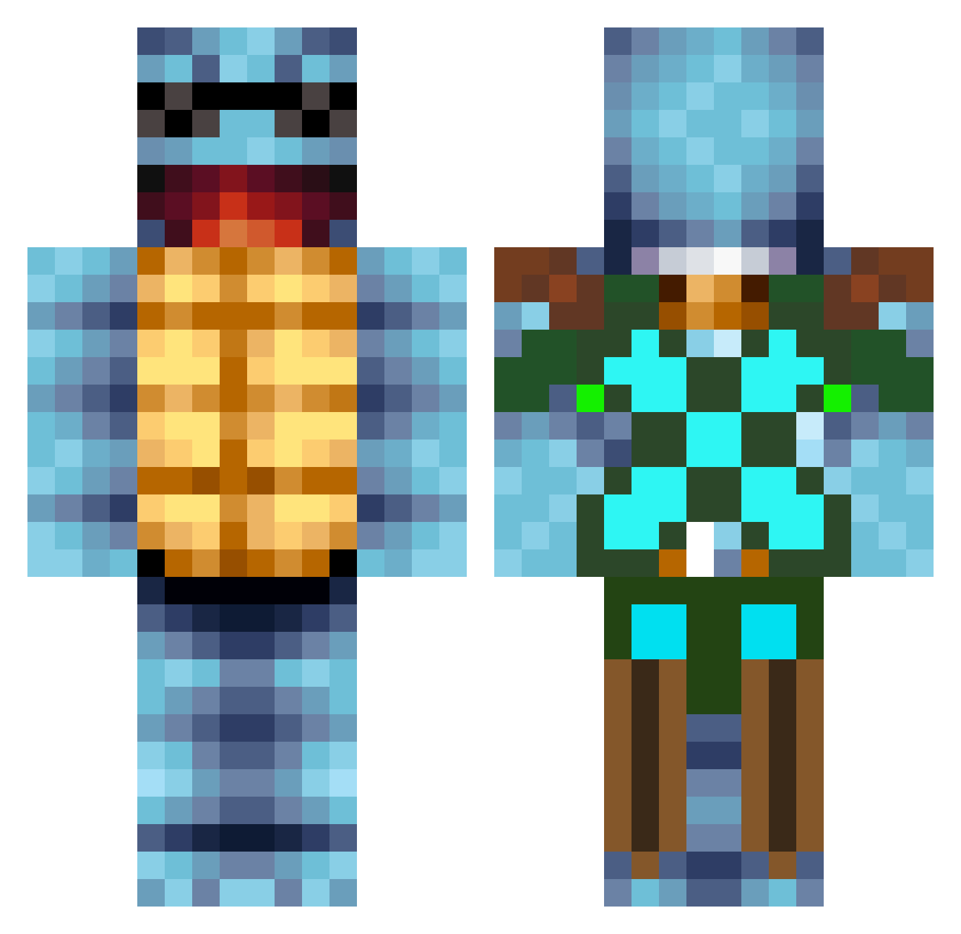 pHANTASY Minecraft skin, front and back view