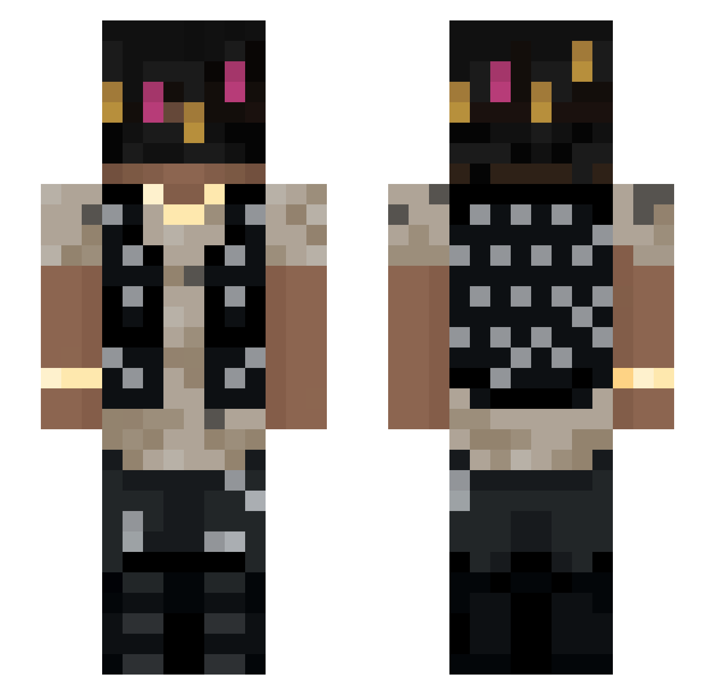 Tomika142 Minecraft skin, front and back view