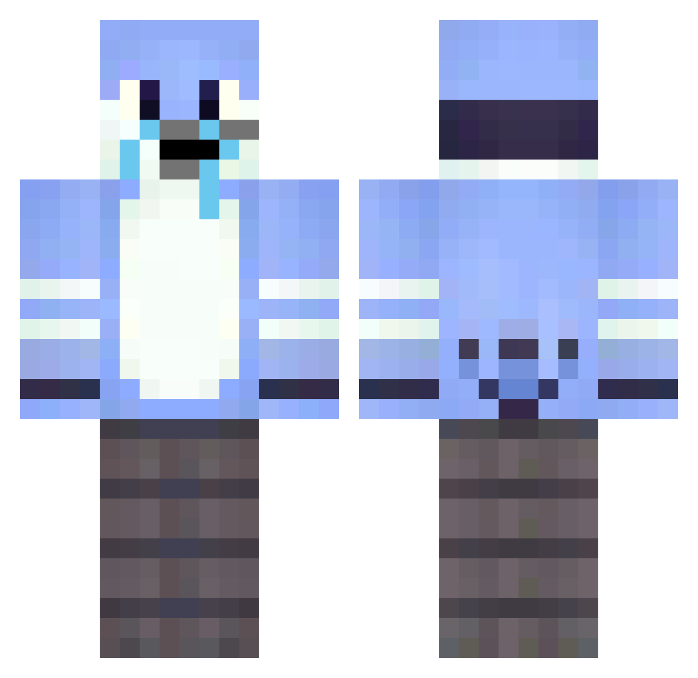 CheetoPuffz Minecraft skin, front and back view