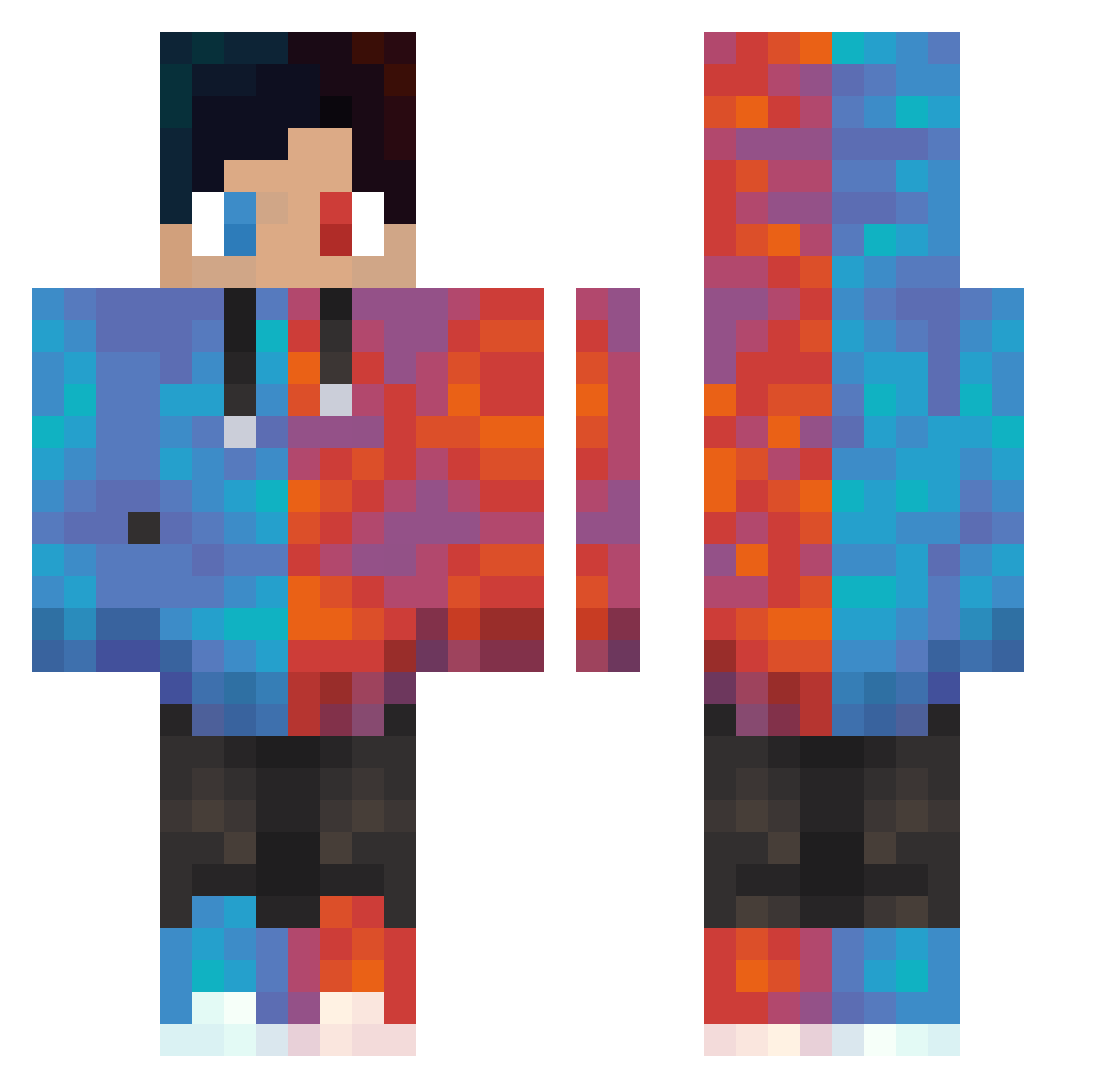 Timsolol Minecraft skin, front and back view