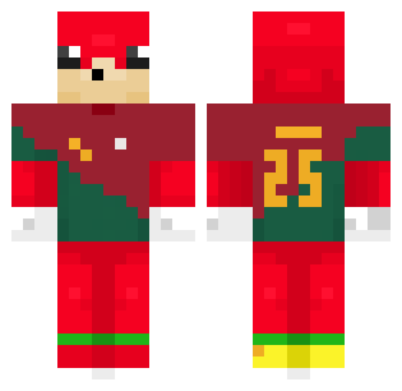JustBrando25 Minecraft skin, front and back view