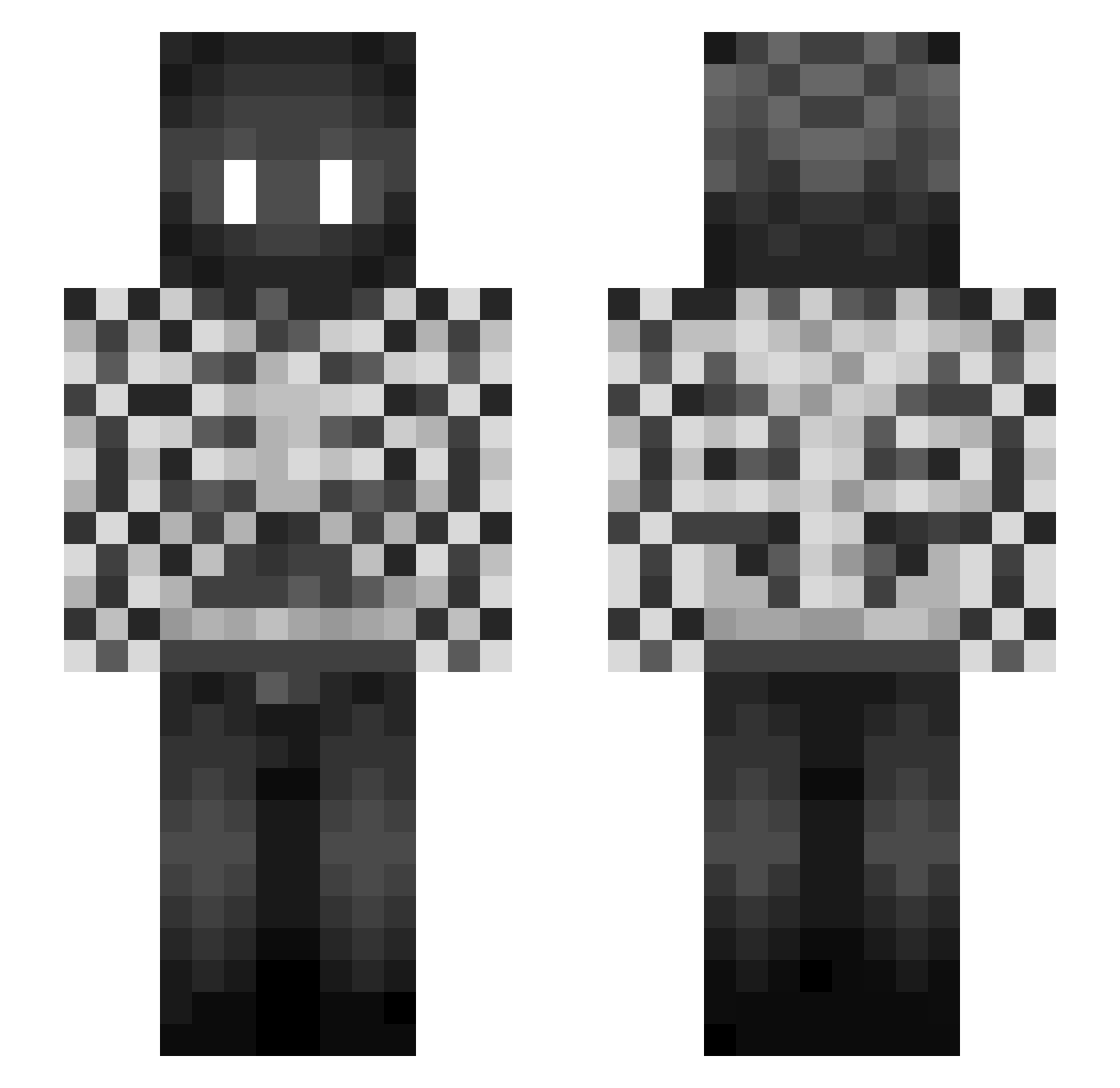 2BleRS Minecraft skin, front and back view