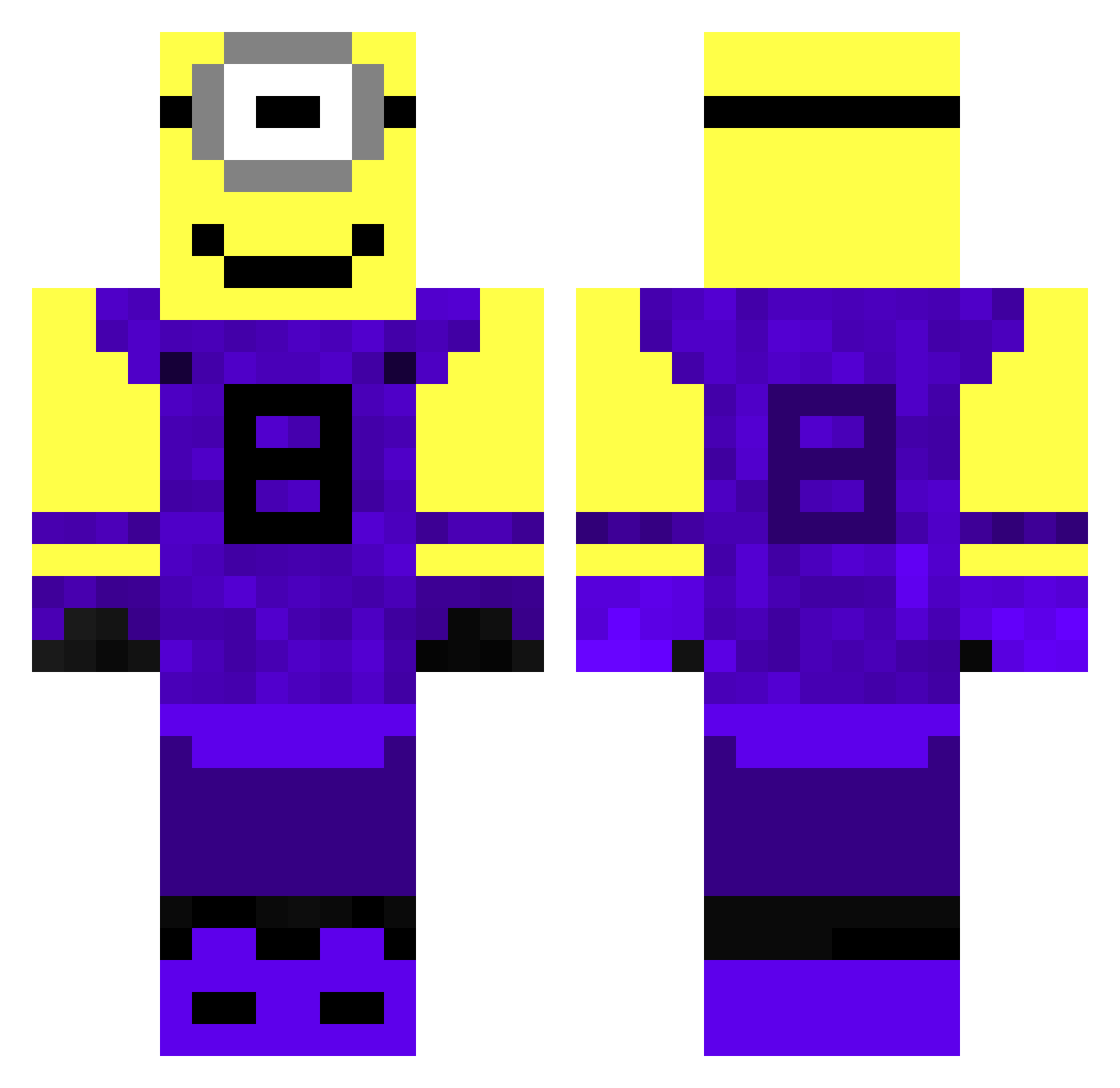 Nukuma Minecraft skin, front and back view