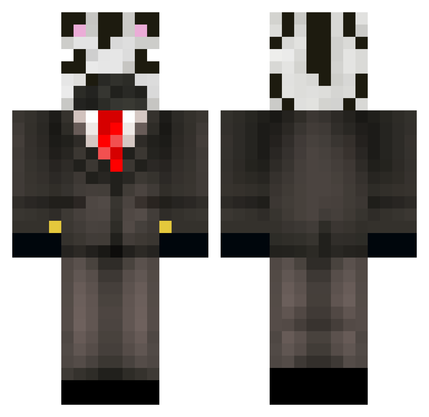 FatherOfZebras Minecraft skin, front and back view
