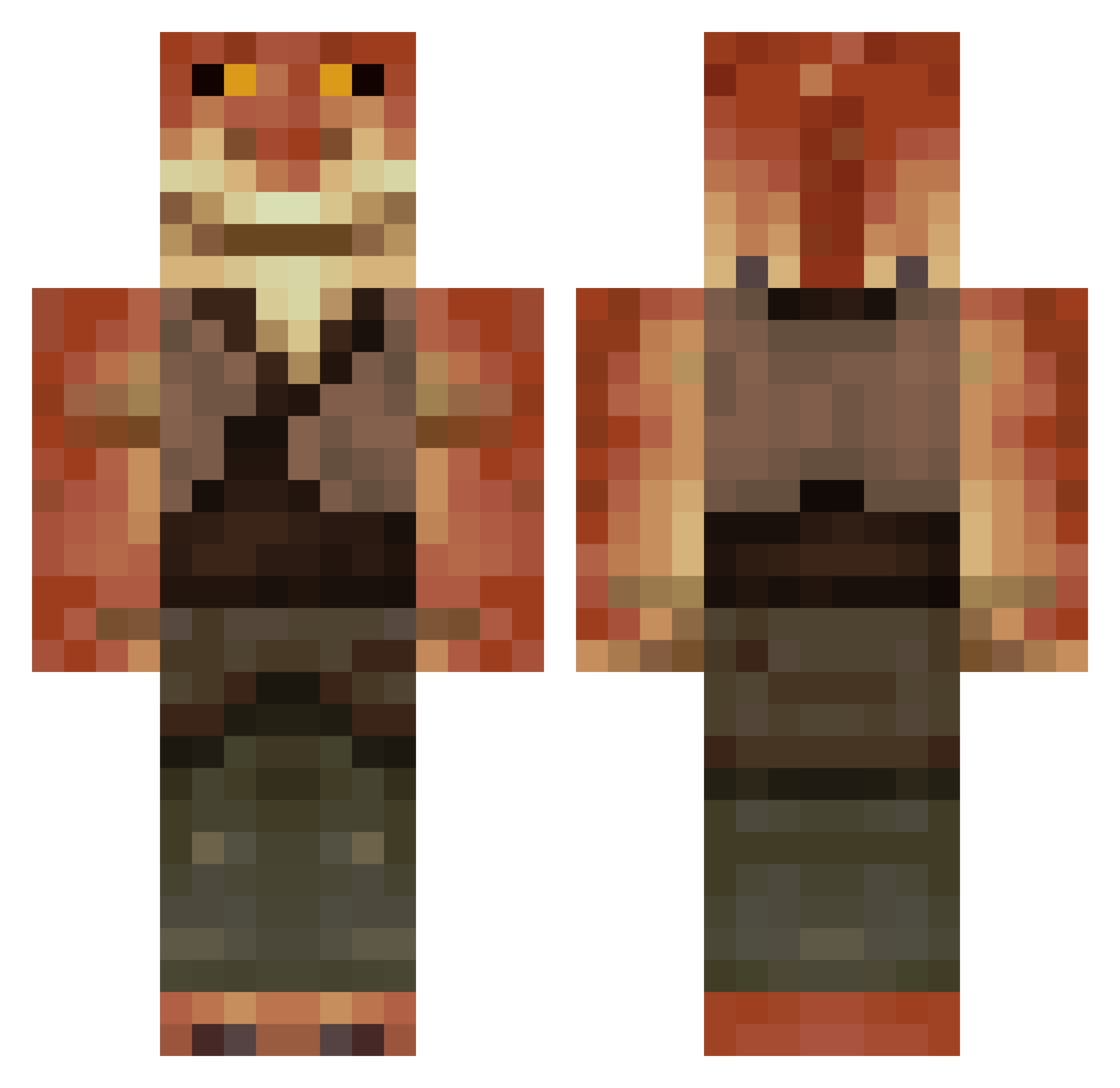 fusrofabulous Minecraft skin, front and back view