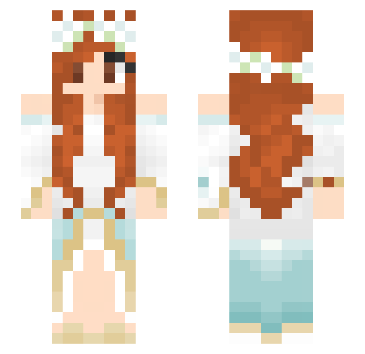 Wintere Minecraft skin, front and back view