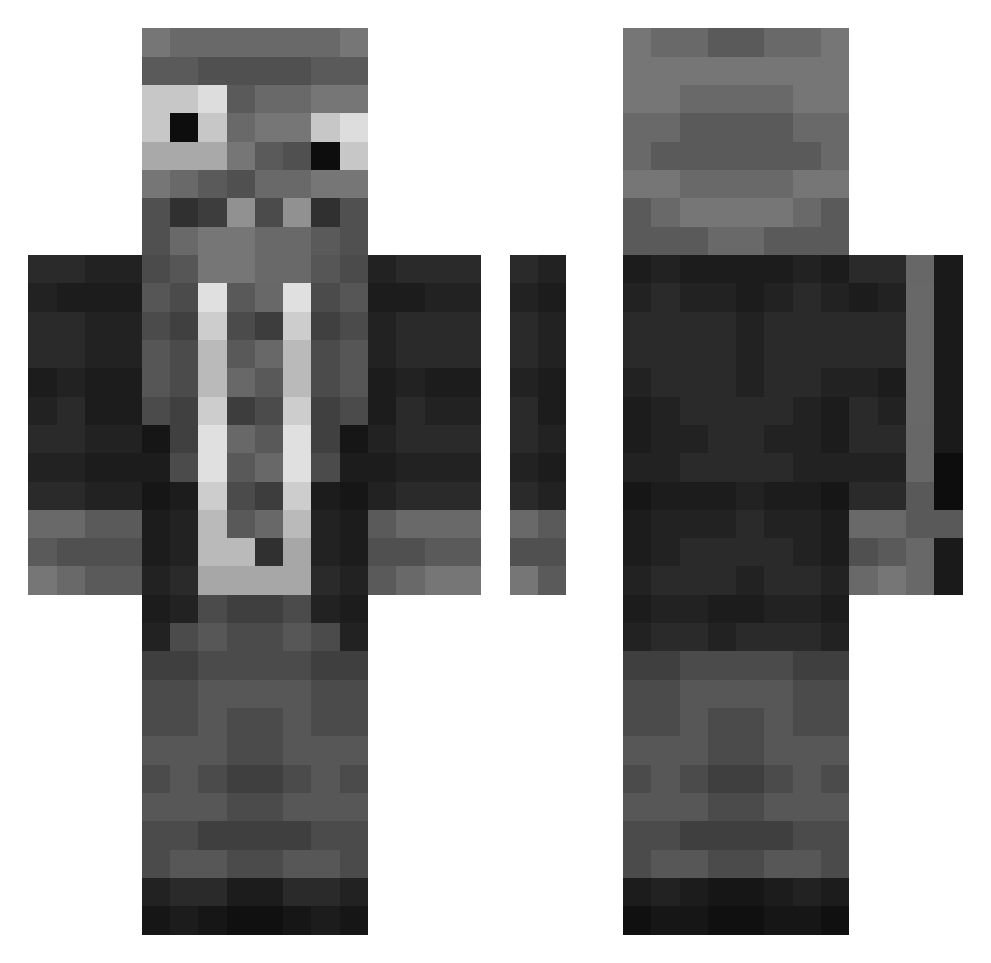 Bnxtlvl Minecraft skin, front and back view
