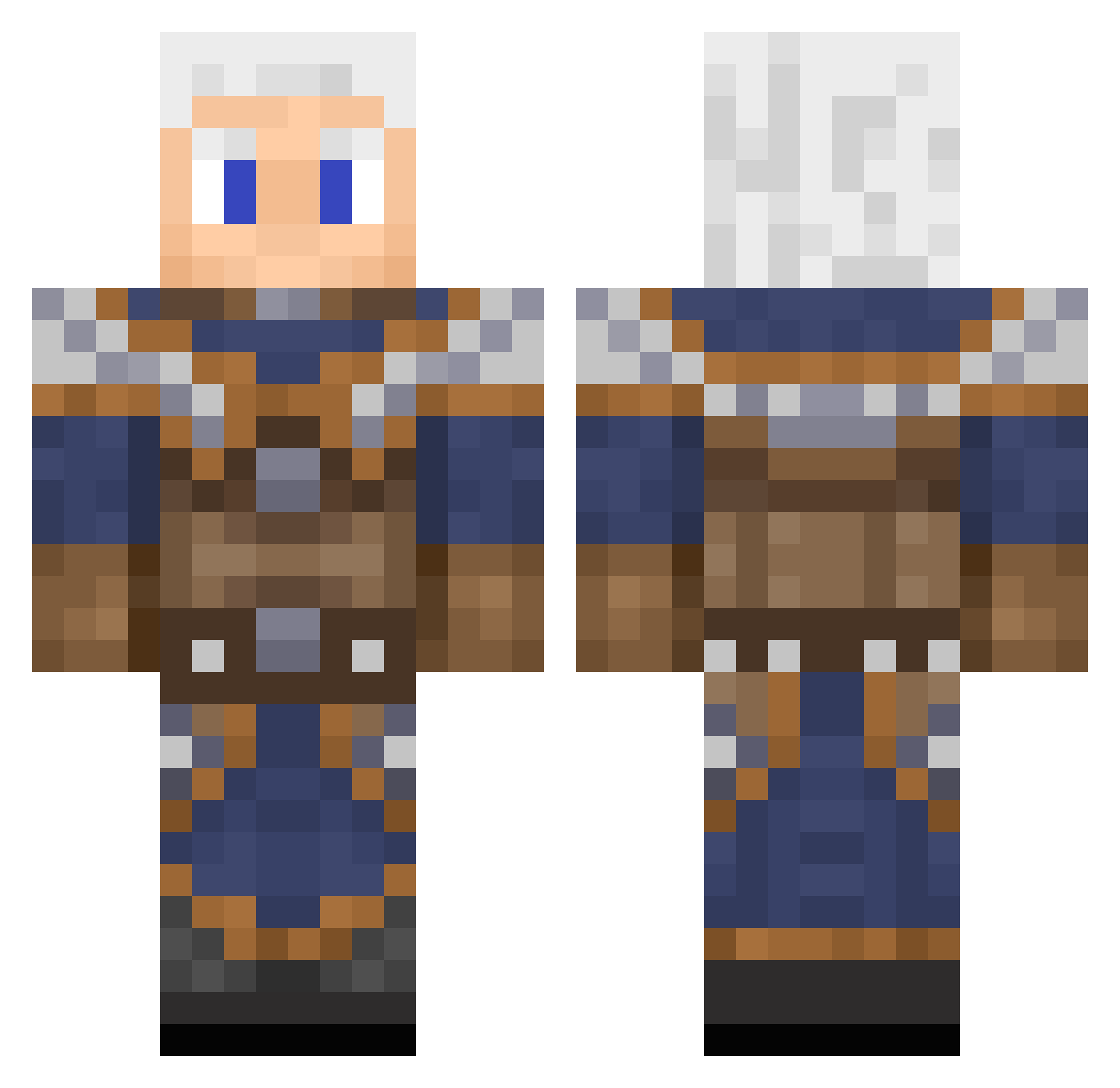 Zacus Minecraft skin, front and back view
