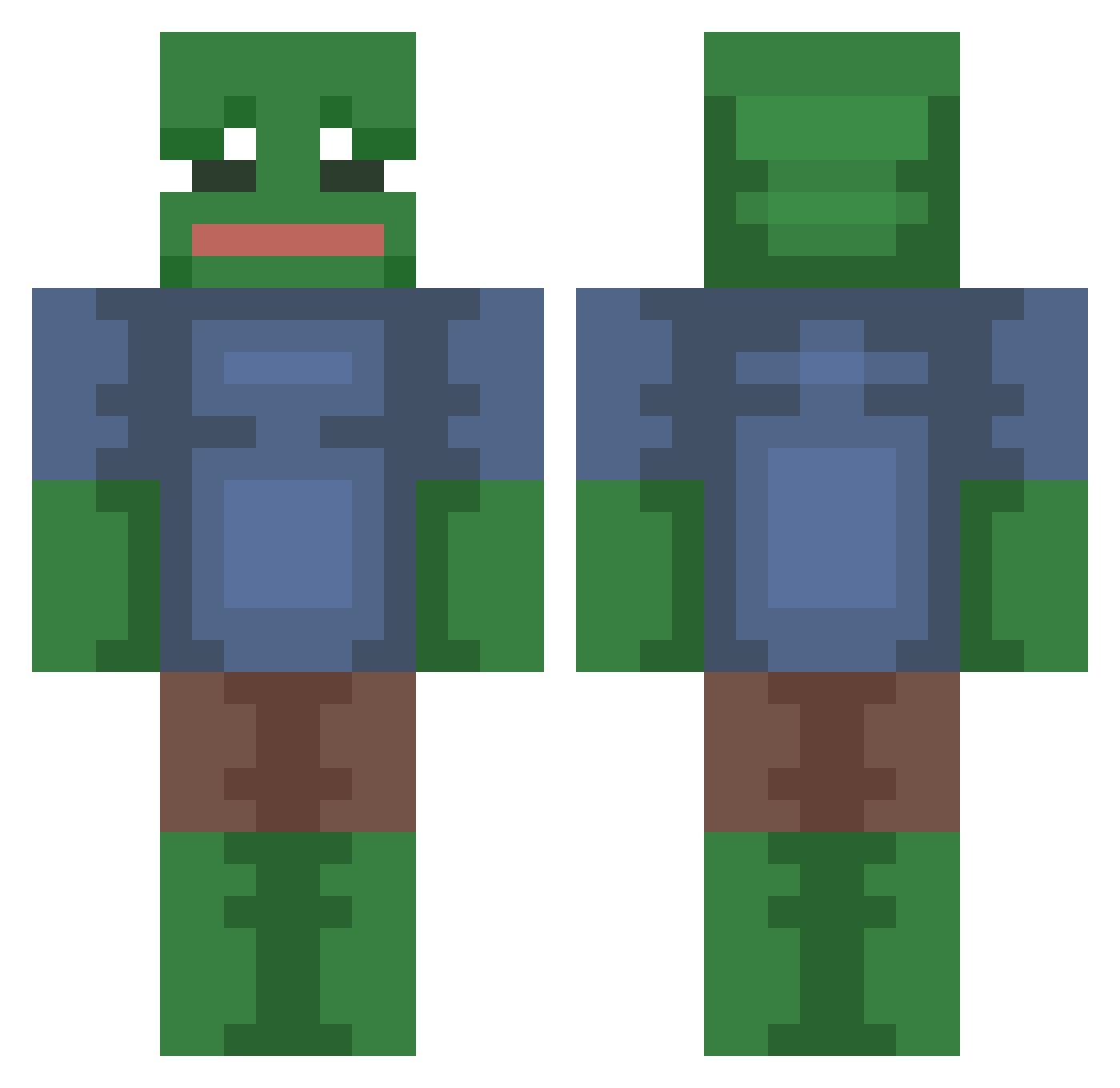 CyborgMonkey Minecraft skin, front and back view