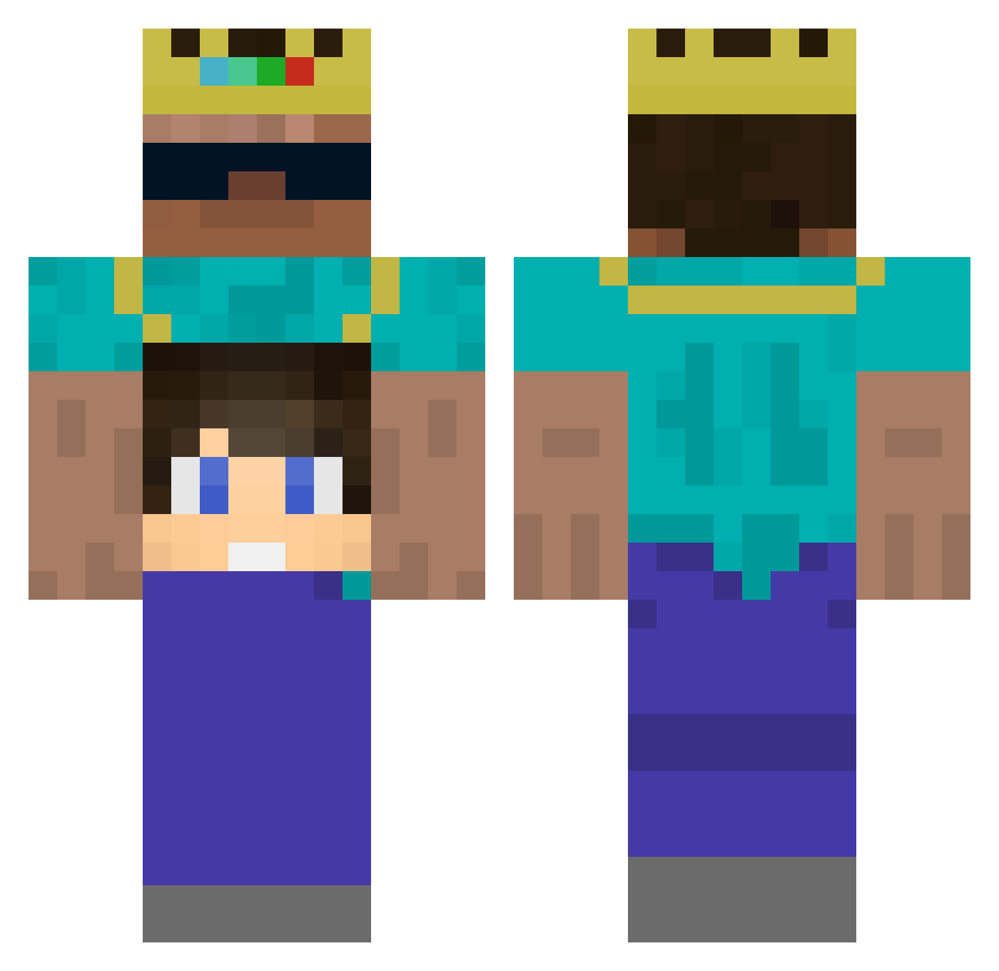 MugglePuff Minecraft skin, front and back view