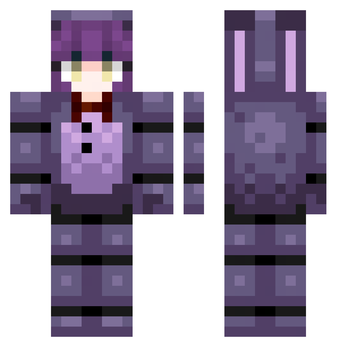 Worm0nAString Minecraft skin, front and back view
