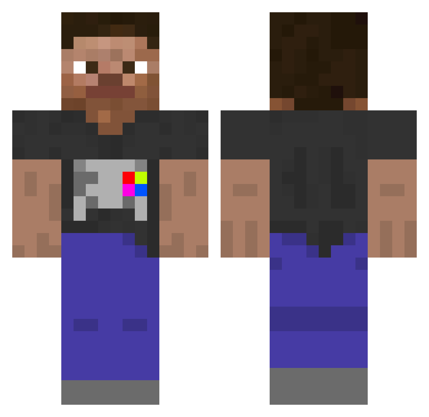 Kelox Minecraft skin, front and back view