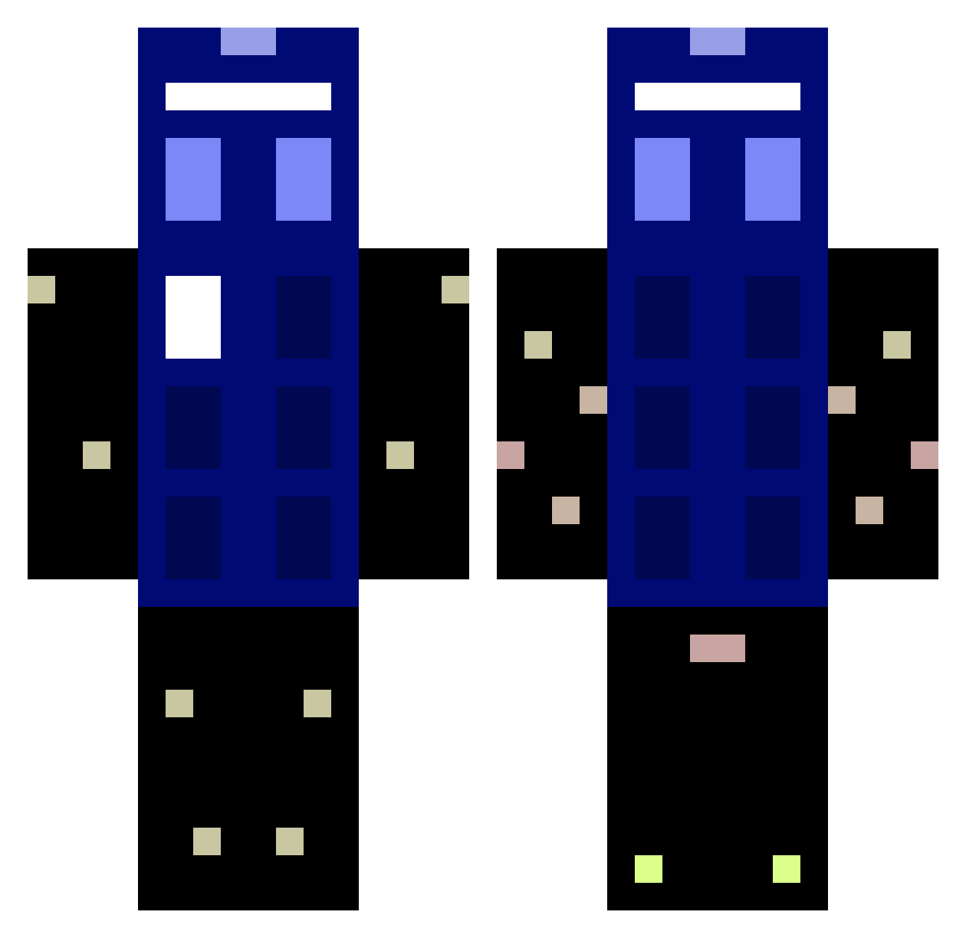referred Minecraft skin, front and back view