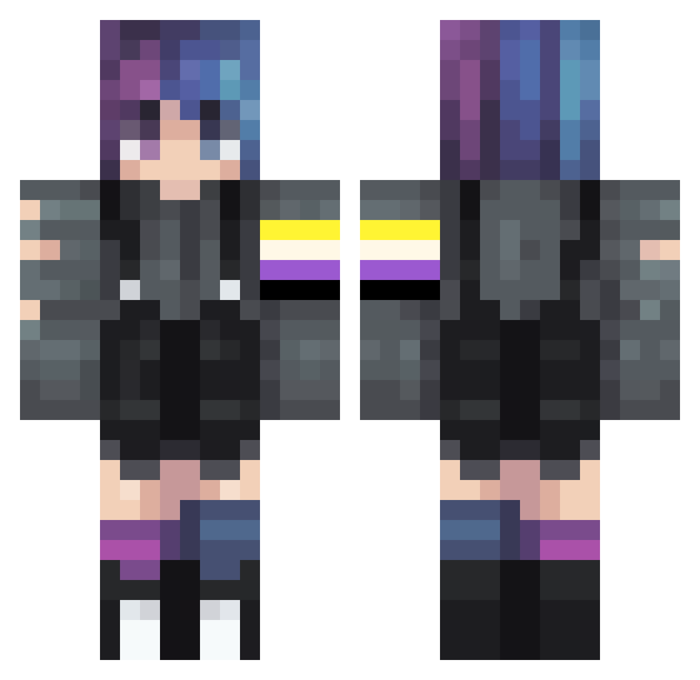 Chaserofthemoon Minecraft skin, front and back view