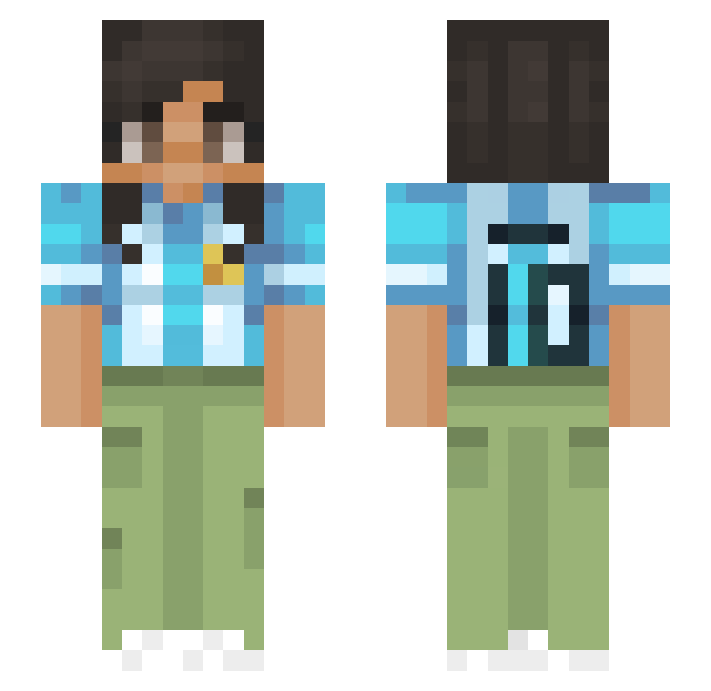 Daiiup Minecraft skin, front and back view