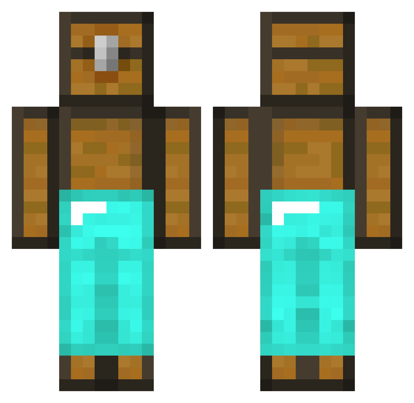 Muveton Minecraft skin, front and back view