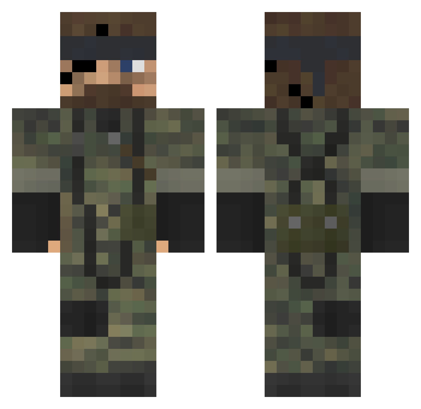 ImmortalChair Minecraft skin, front and back view